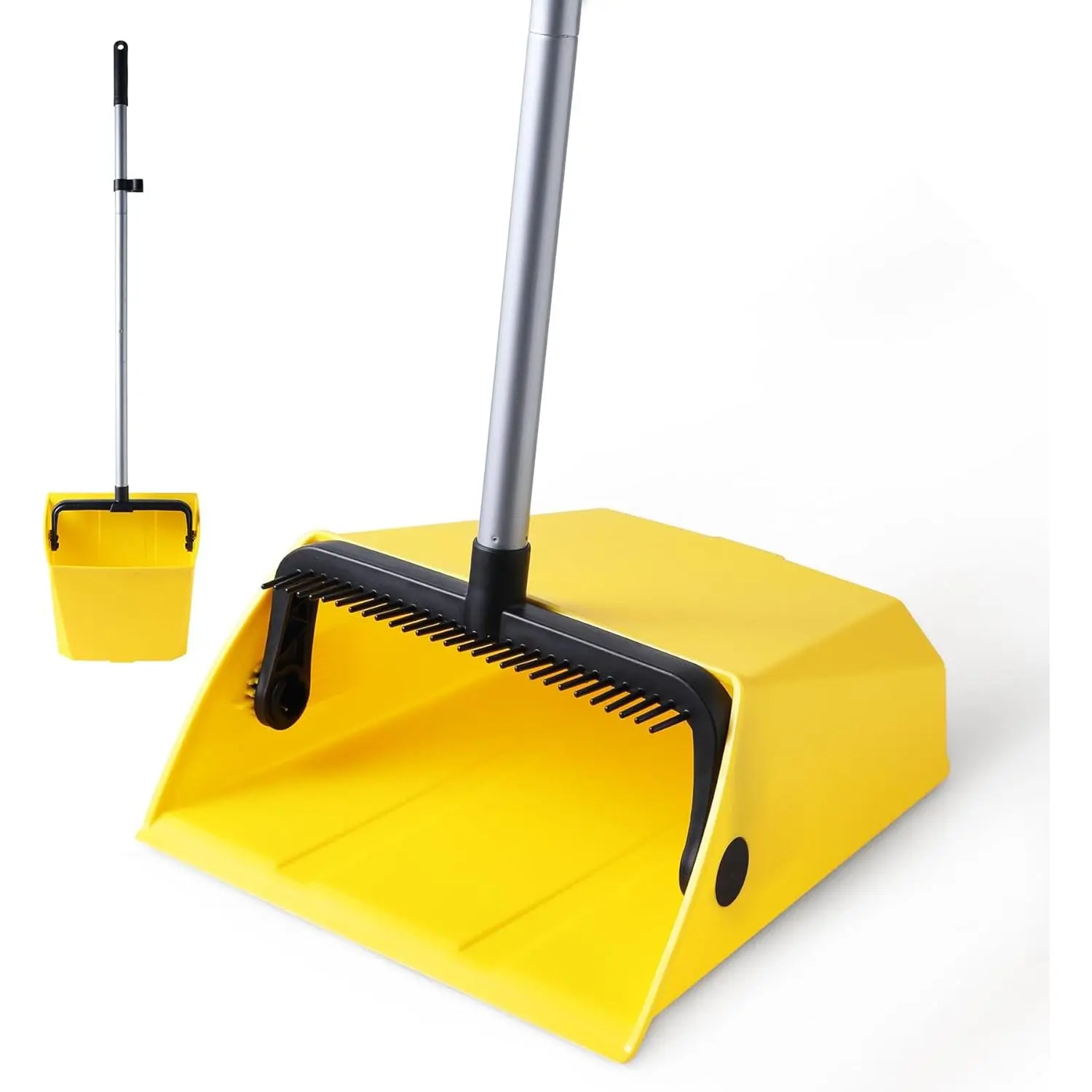 Large Commercial Dustpan with Comb, Upright Heavy Duty Dust Pan |   Outdoor Indoor for Courtyard Garage Lobby Mall Market Floor Home Kitchen Room Office Pet Hair Rubbish