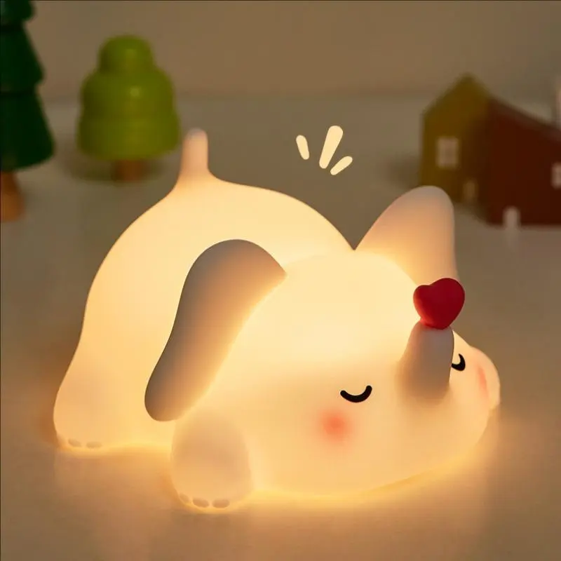 Cute Elephant Design Night Light, Indoor Decorative Light, Rechargeable 3-Level Dimmable Silicone Night Light, Funny Office Desk and Bedroom Decor, Perfect Birthday Gift