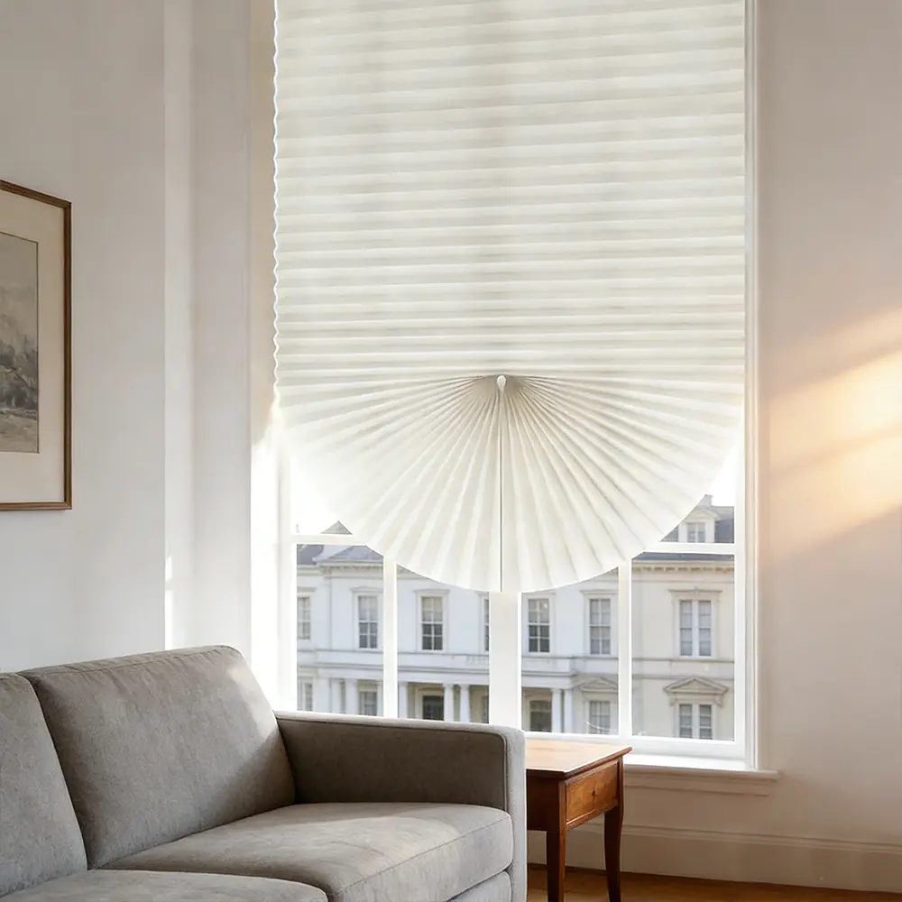 Pleated Window Shades and Blinds, Self-Adhesive No Drill Privacy Shades, Blackout & Light Filtering Styles, Multiple Sizes