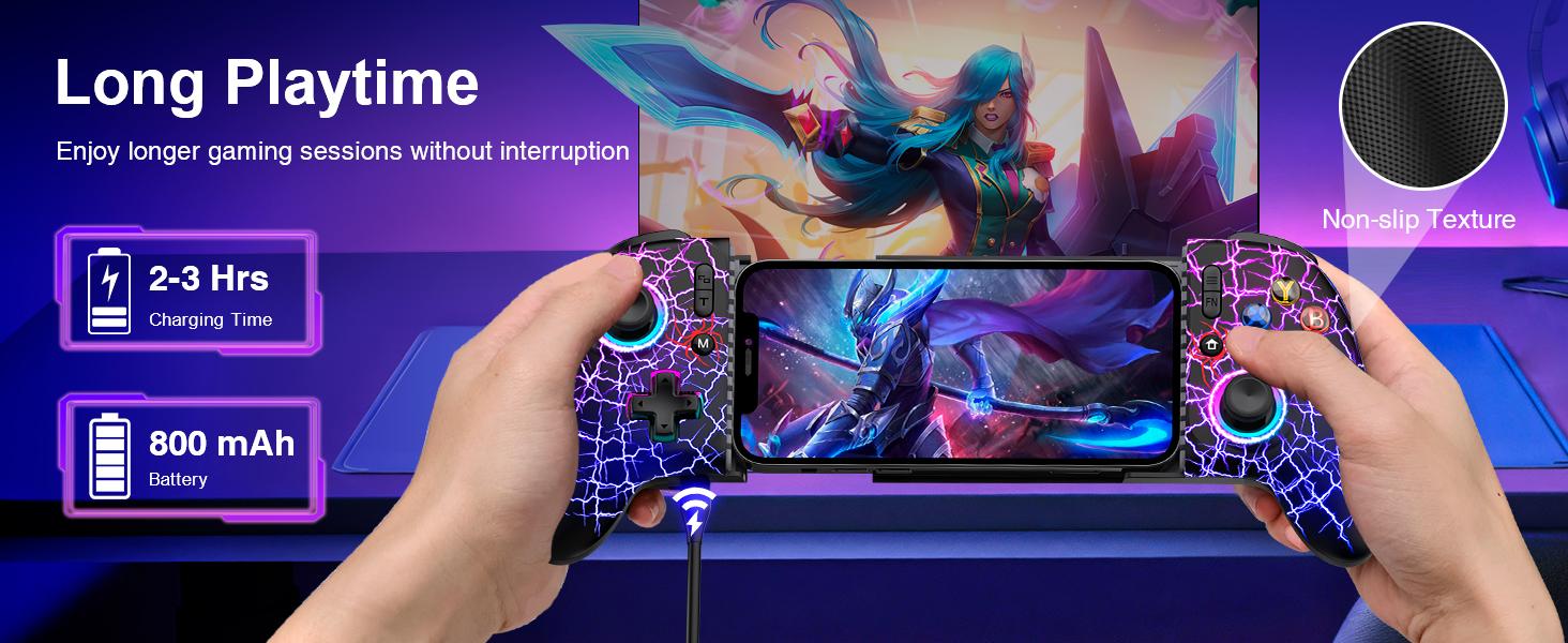 Full-Size Gaming Phone Controller for iPhone 15/16, Android Phone Tablet, Mobile Gamepad with Hall Trigger/Joysticks