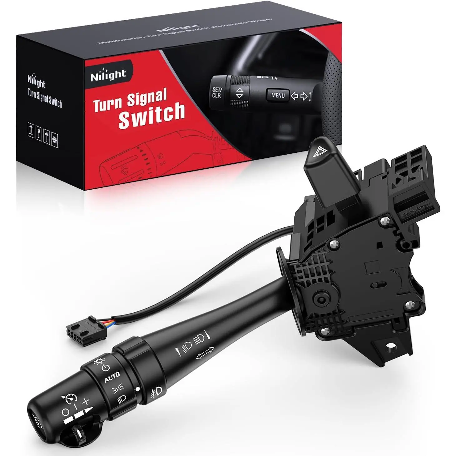 Nilight Turn Signal & Windshield Wiper Combination Switch Unit - Auto Replacement Part for 2006-2008 Pontiac Grand Prix (Pontiac GP), with Fog Lights, Dimmer Lever, Cruise Control, Plastic Body, Plug-In Type