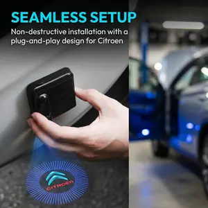 2Pcs Stick-On Wireless Car Door Logo Projector Lights, No Wiring LED Puddle Courtesy Light Compatible with Citroen C4 Picasso Berlingo DS3 DS4 DS5 C3-XR