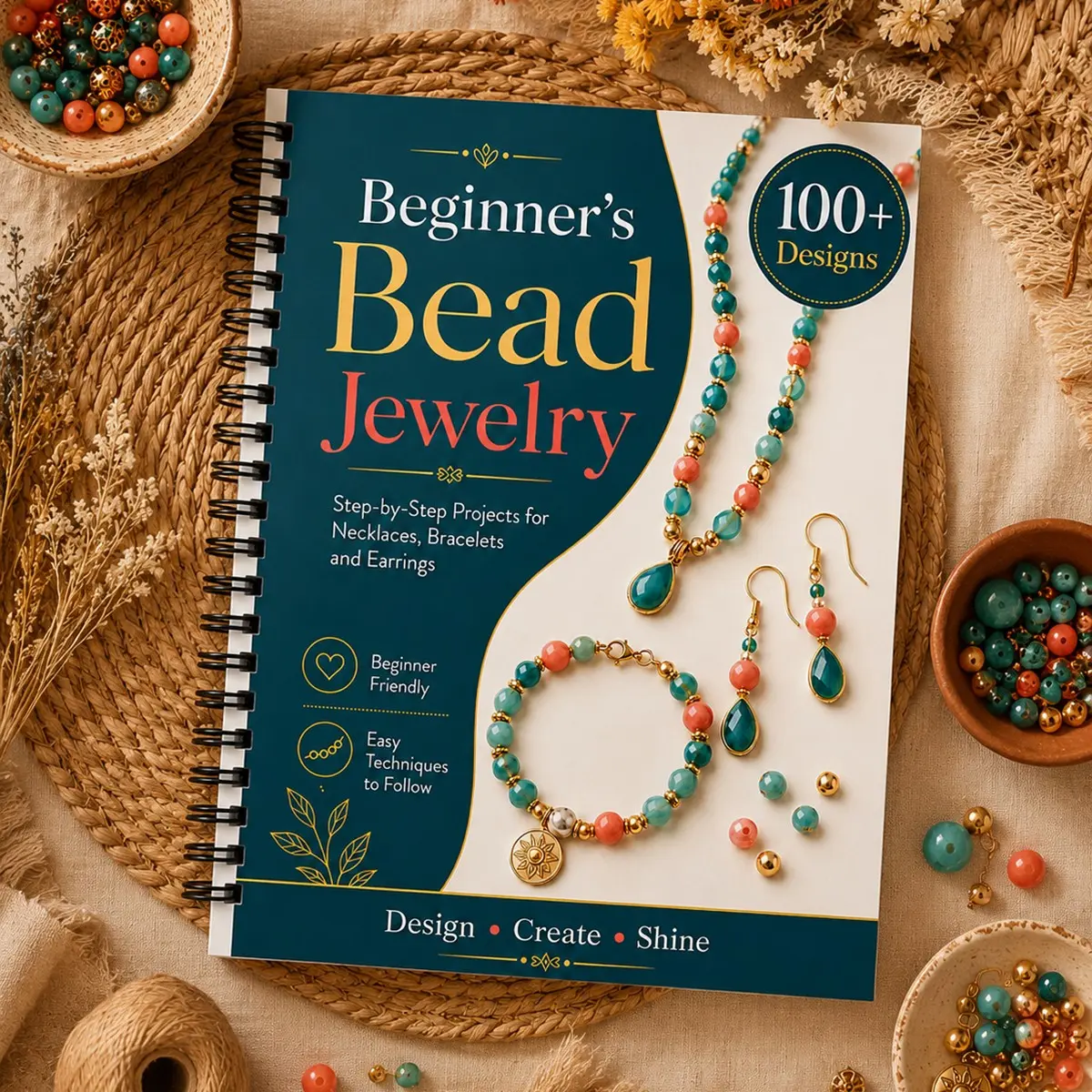 Beginner's Bead Jewelry Tutorial Book, DIY Handmade Jewelry Making Guide, Step-By-Step Instructions, Bead Design Creation Toolbook
