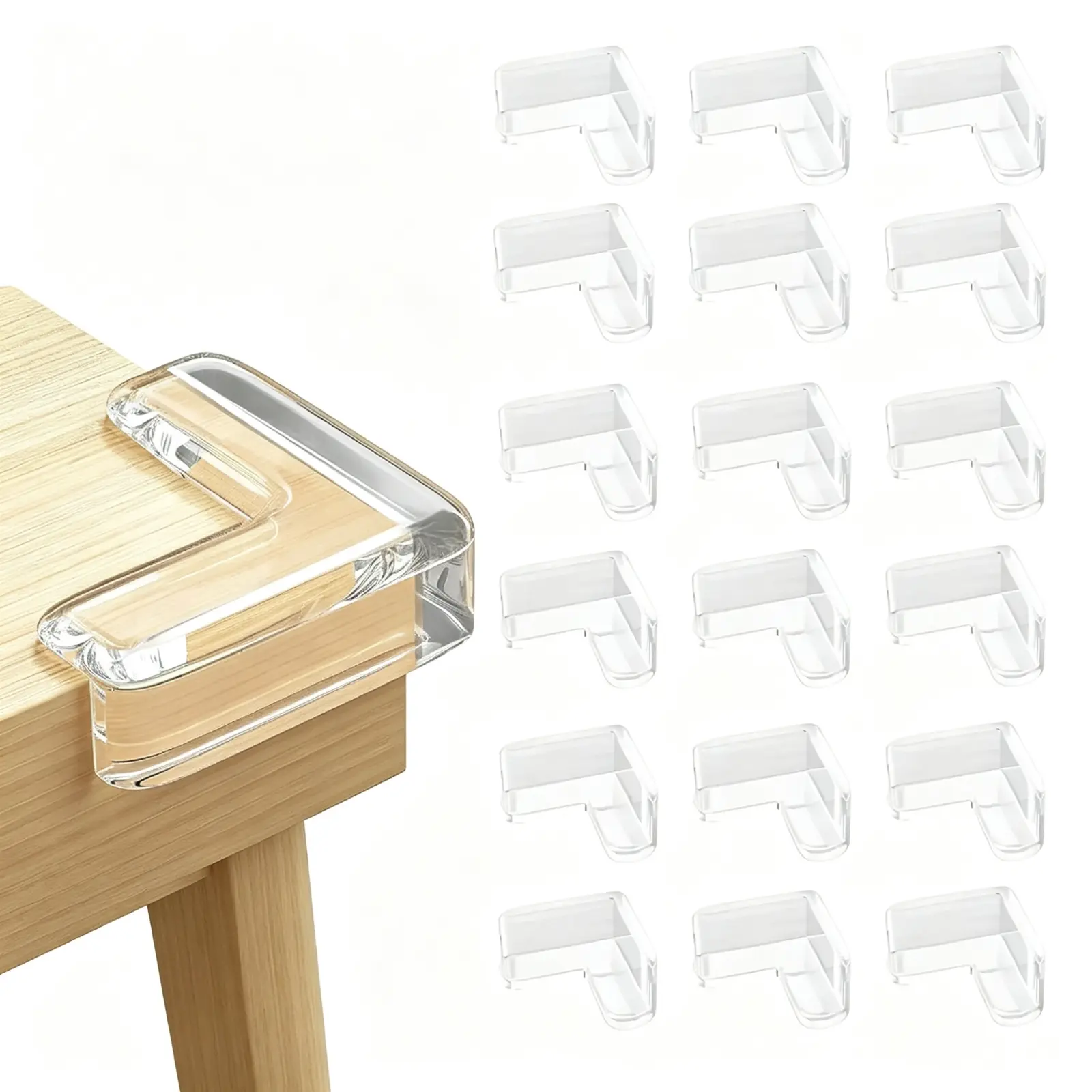 Child‑Safe Residue‑Free 16 Pack Clear Corner Protectors for Furniture Edge & Table Corner Silicone Guards with Soft Cushion Bumpers.