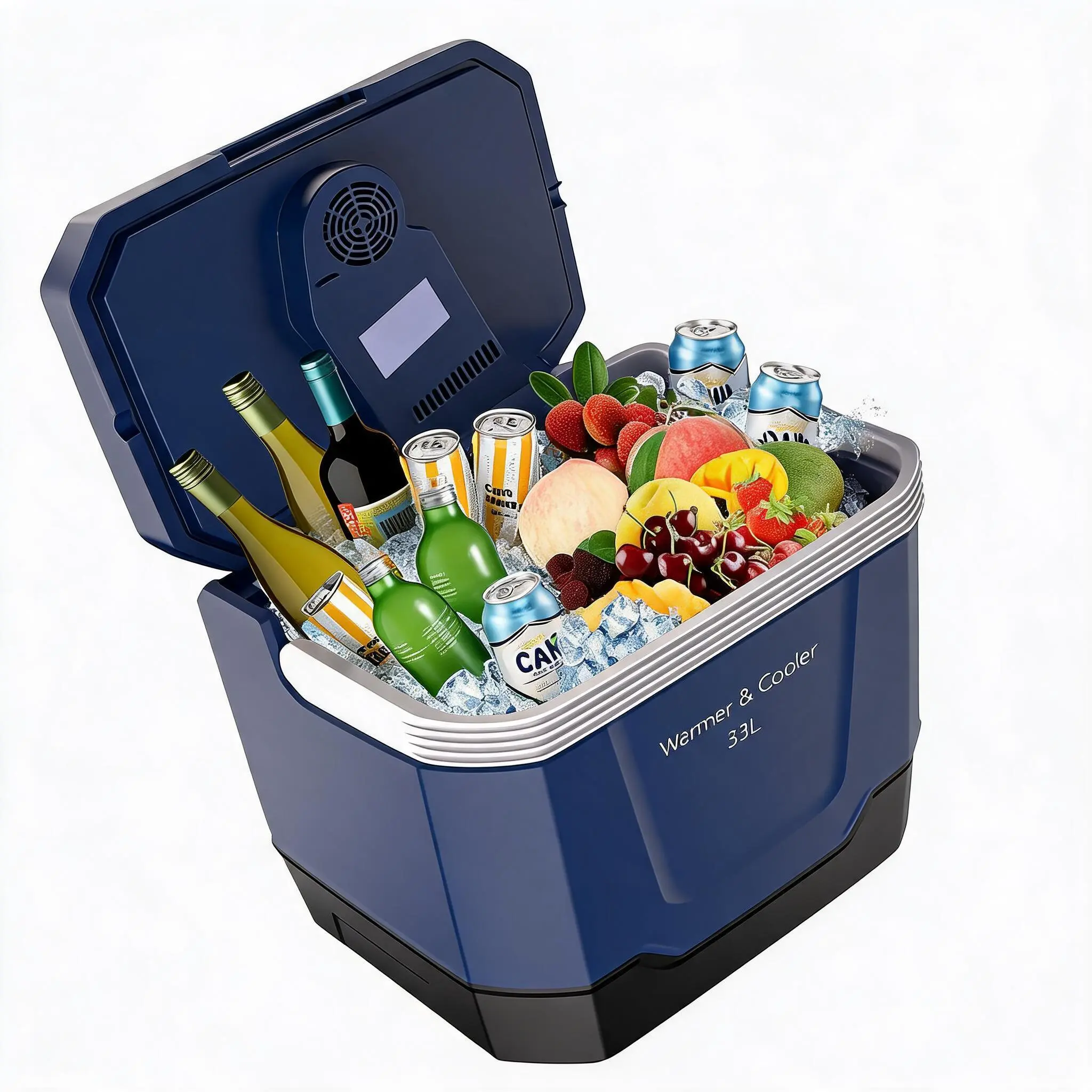 35 Quart (33 L) Electric Cooler & Warmer, Portable Car Refrigerator With Automatic Locking Handle, 12V Car Cooler for Vehicle & Trucks, 110V AC Home Power Cord, Plug In Coolers