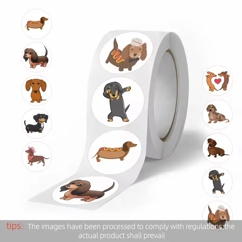 500pcs Dachshund Dog Sticker Waterproof for On Laptop Suitcase Cute Animal Cartoon Rewards Hand Account Tape Seal Label Stickers