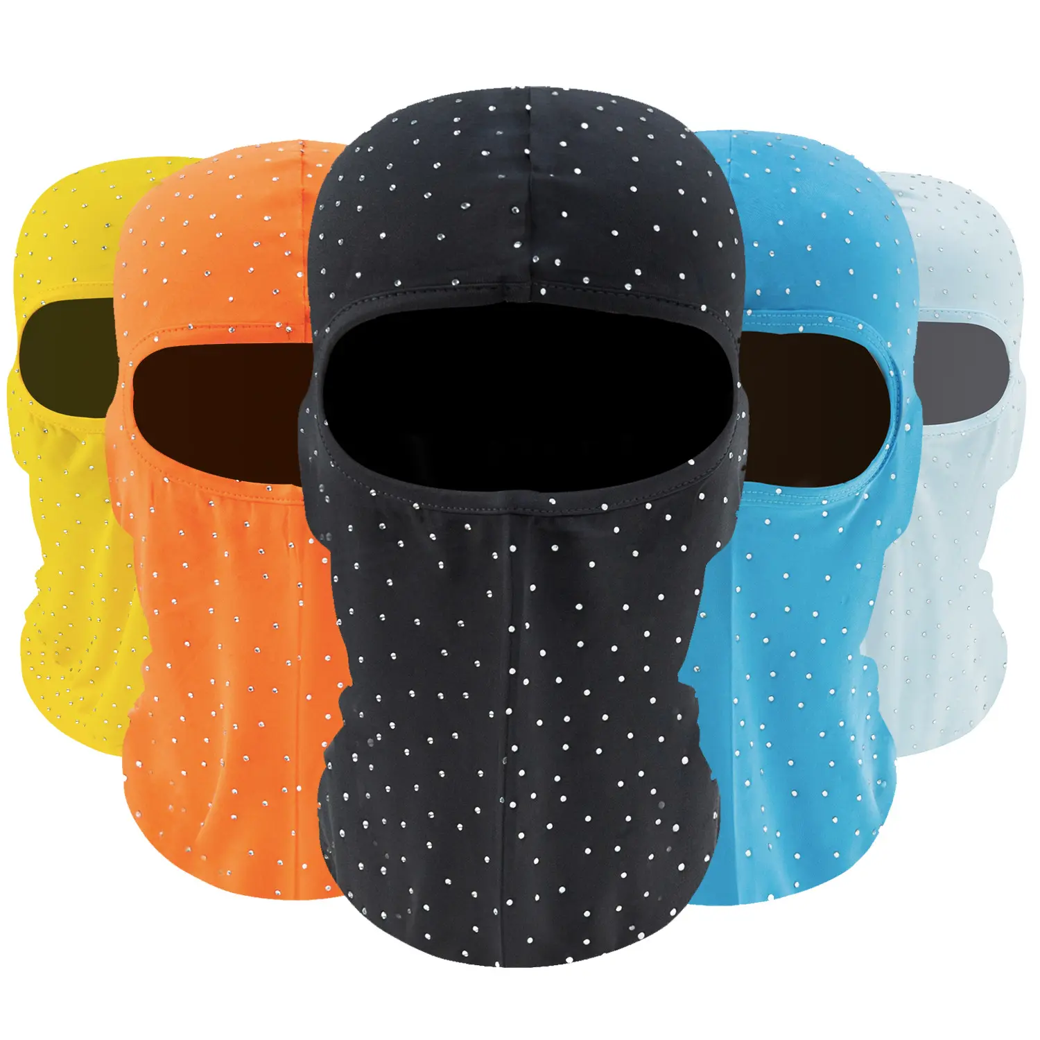 Unisex Rhinestone Polka Dot Full Head Hood, Single-Opening Stretch Lightweight Fabric Head Cover, Trendy Street Style Photo Shoot Fashion Accessory