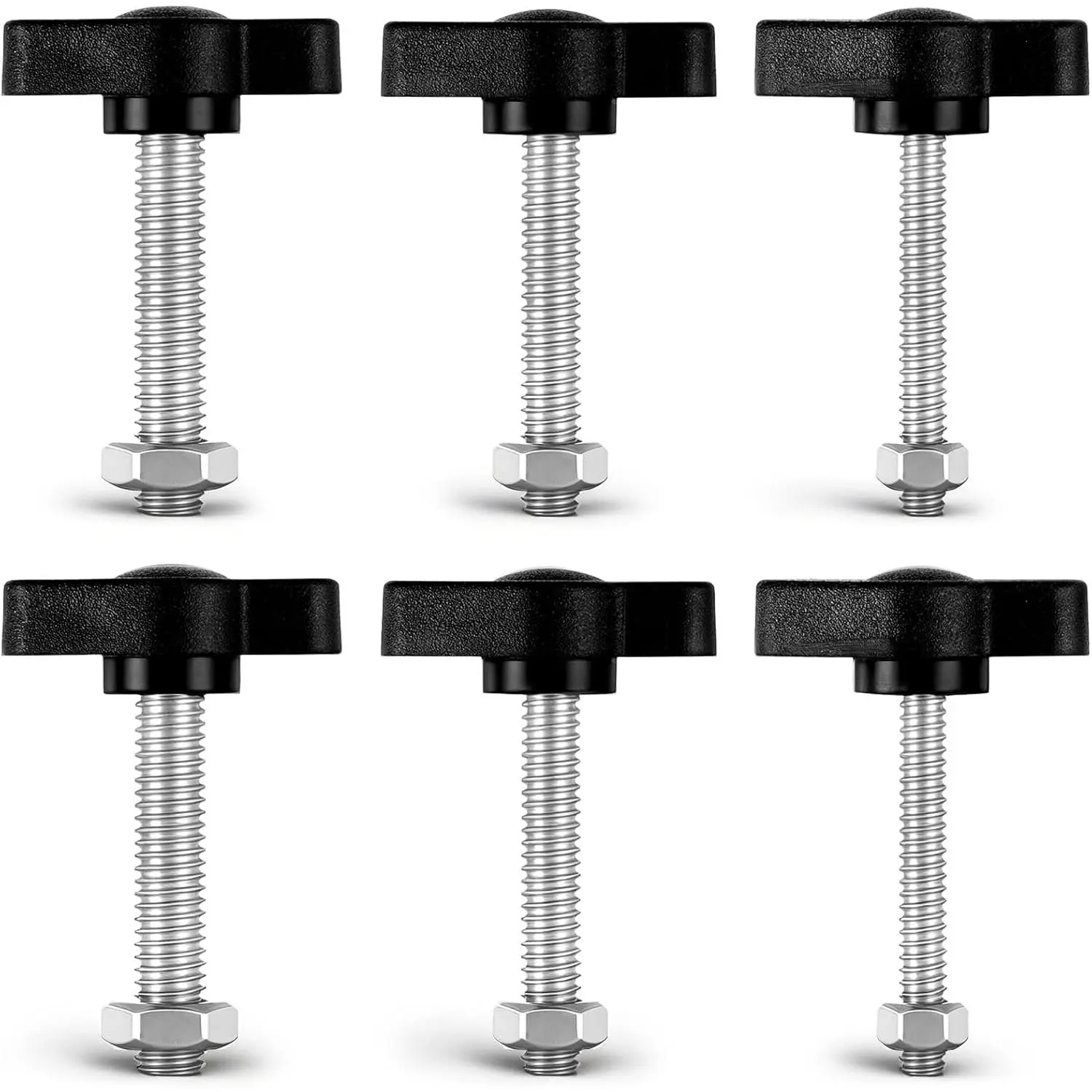 6 count Hand Tightening Knob , M4/M5/ M6 x 30mm Tee Wing Knobs Thumb Screws, Black Wing Knob Bolt Plastic  Mechanical Handle  for Tripod Stand Tablet Floor Stands Photography Tripods