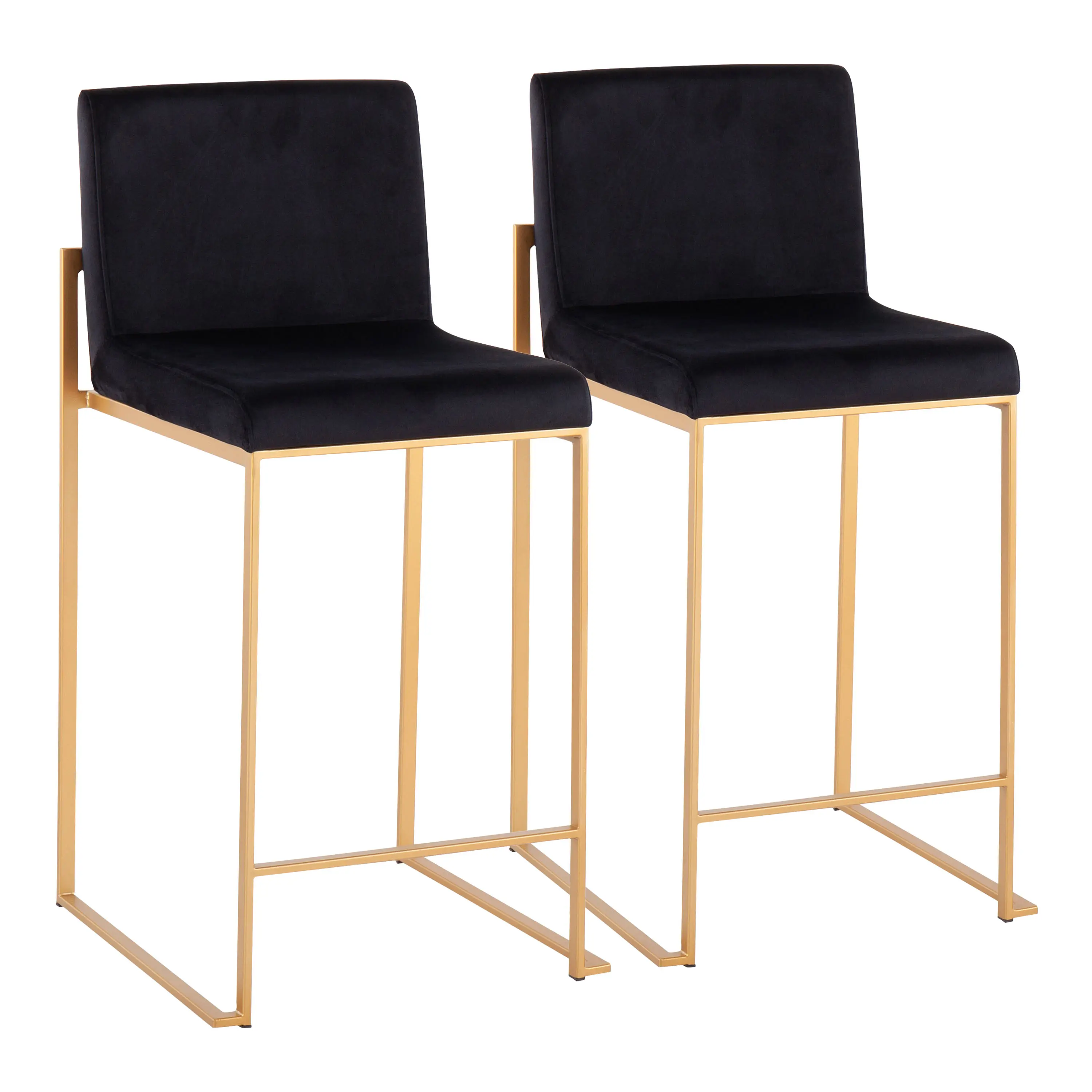 ARCH Contemporary High Back Counter Stool Set of 2, Gold Steel Frame Black Velvet Upholstered Bar Stools for Kitchen Island, Modern Bar Chairs for Home Bar Dining Room, Elegant Tall Seat with Footrest, Home Furniture and Household Product Search