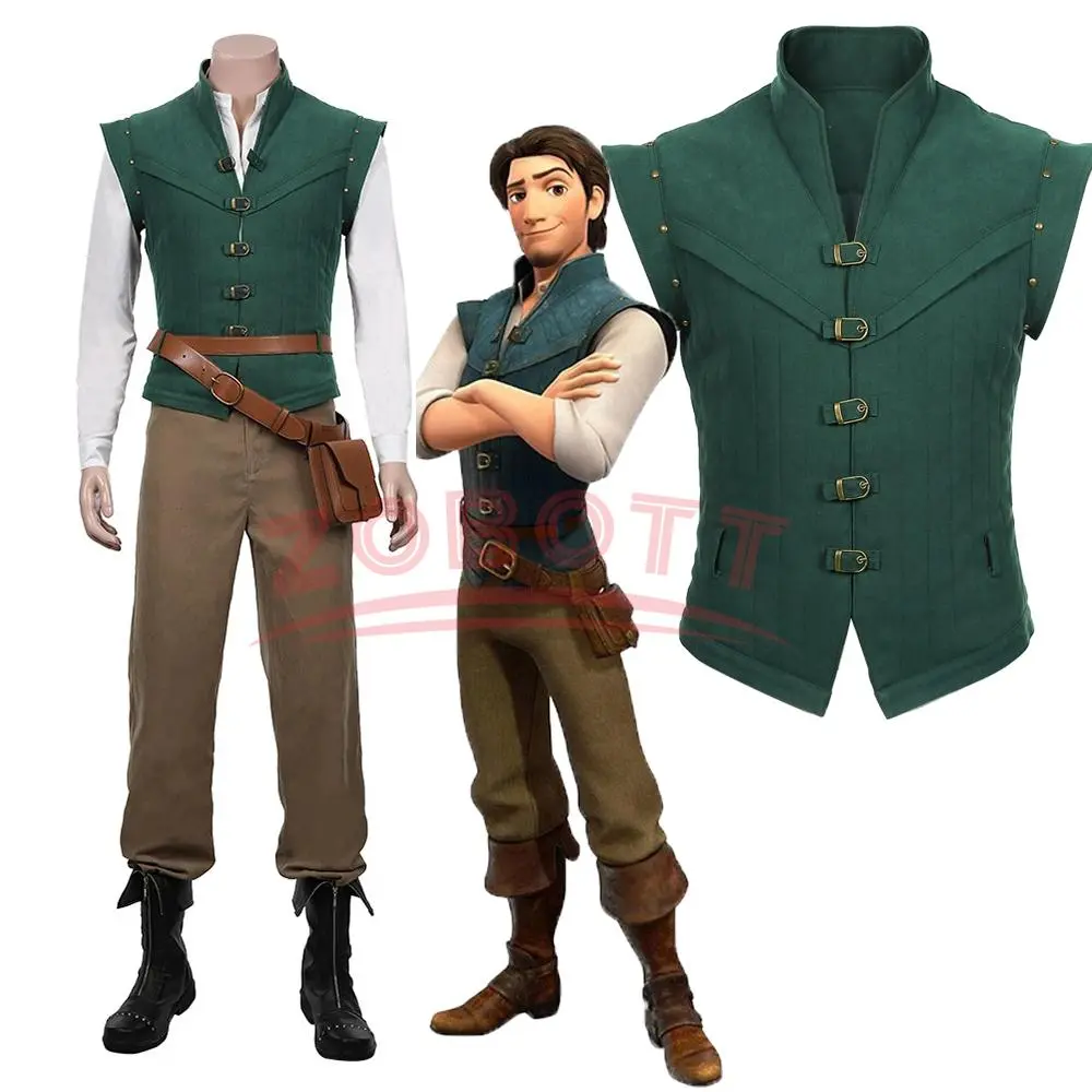 Anime Flynn Rider Tangled Rapunzel Cosplay Costume Adult Carnival Uniform Halloween Anime Halloween Prince Costumes Accessories