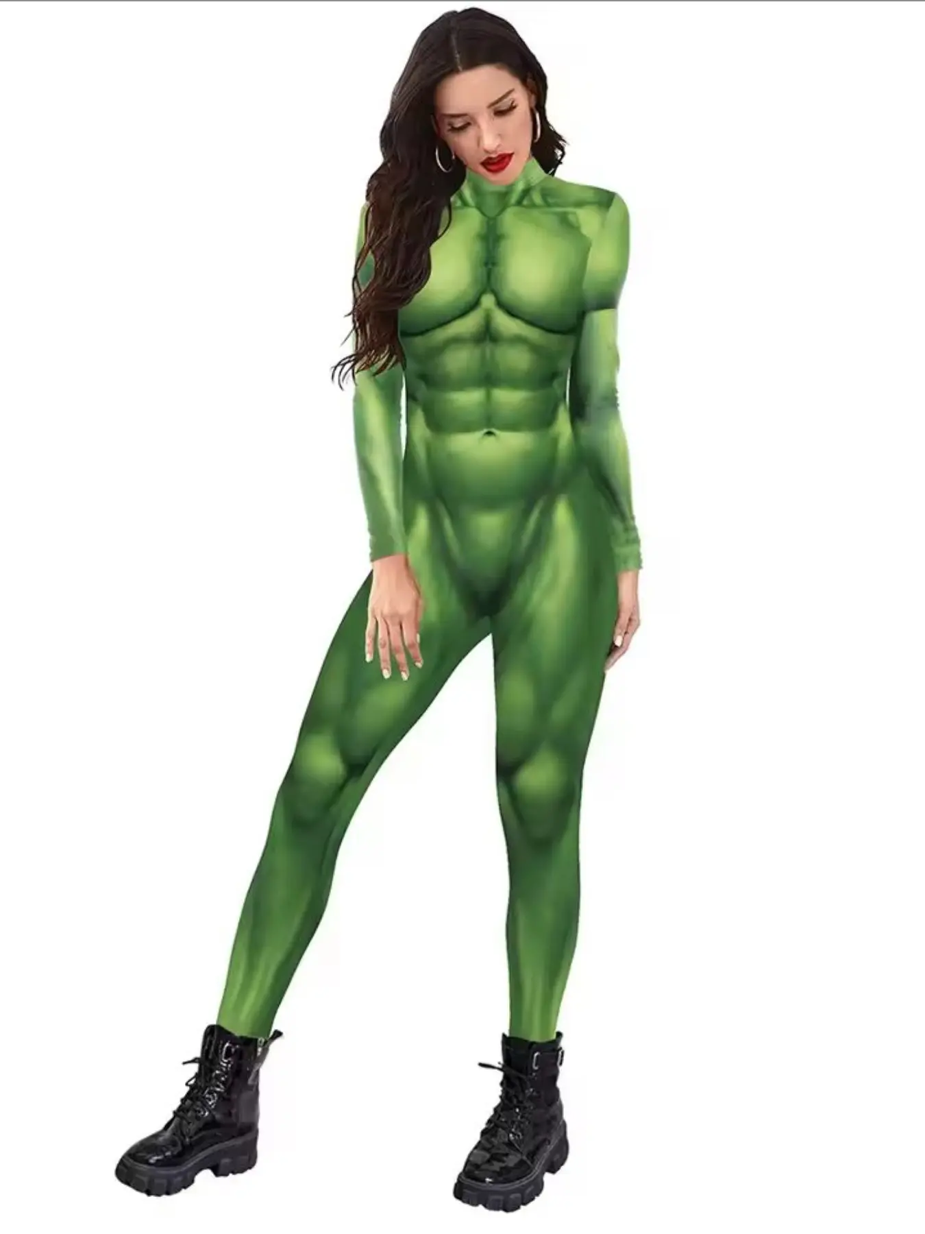 Mechanical Muscle Series Superhero Bruce Banner Goblin Costume, Unisex Halloween Party Performance Wear, Cartoon Pattern, All Seasons Clothes