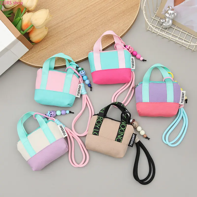 Y2K Dopamine Pink Mini Handbag Multi-Purpose Storage Pouch, Cute Earbud Case, Cable Protector, Coin Purse & Card Holder, Trendy Portable Small Accessory Bag For Daily Streetwear & Travel Organizer
