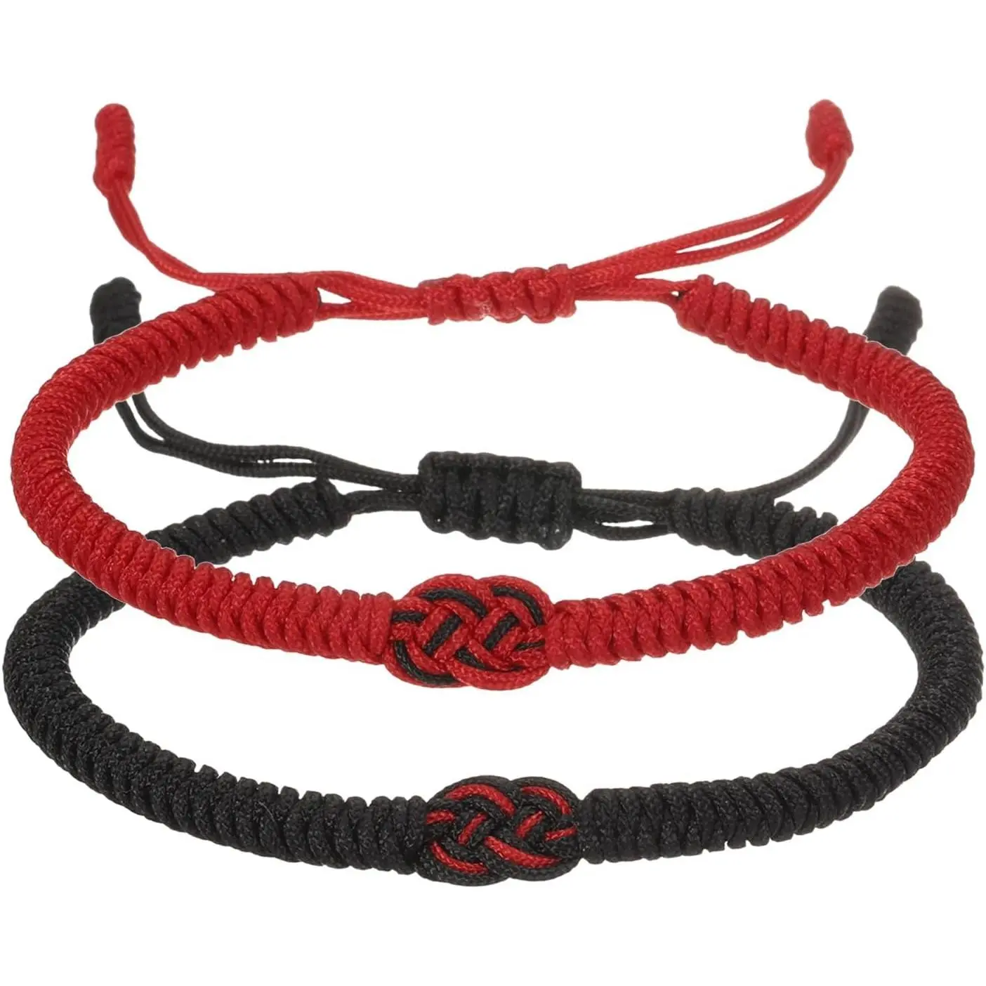 Matching Bracelets for Couple, Knots Braided String Bracelets Adjustable Tibetan Protection String Woven Rope Wristband