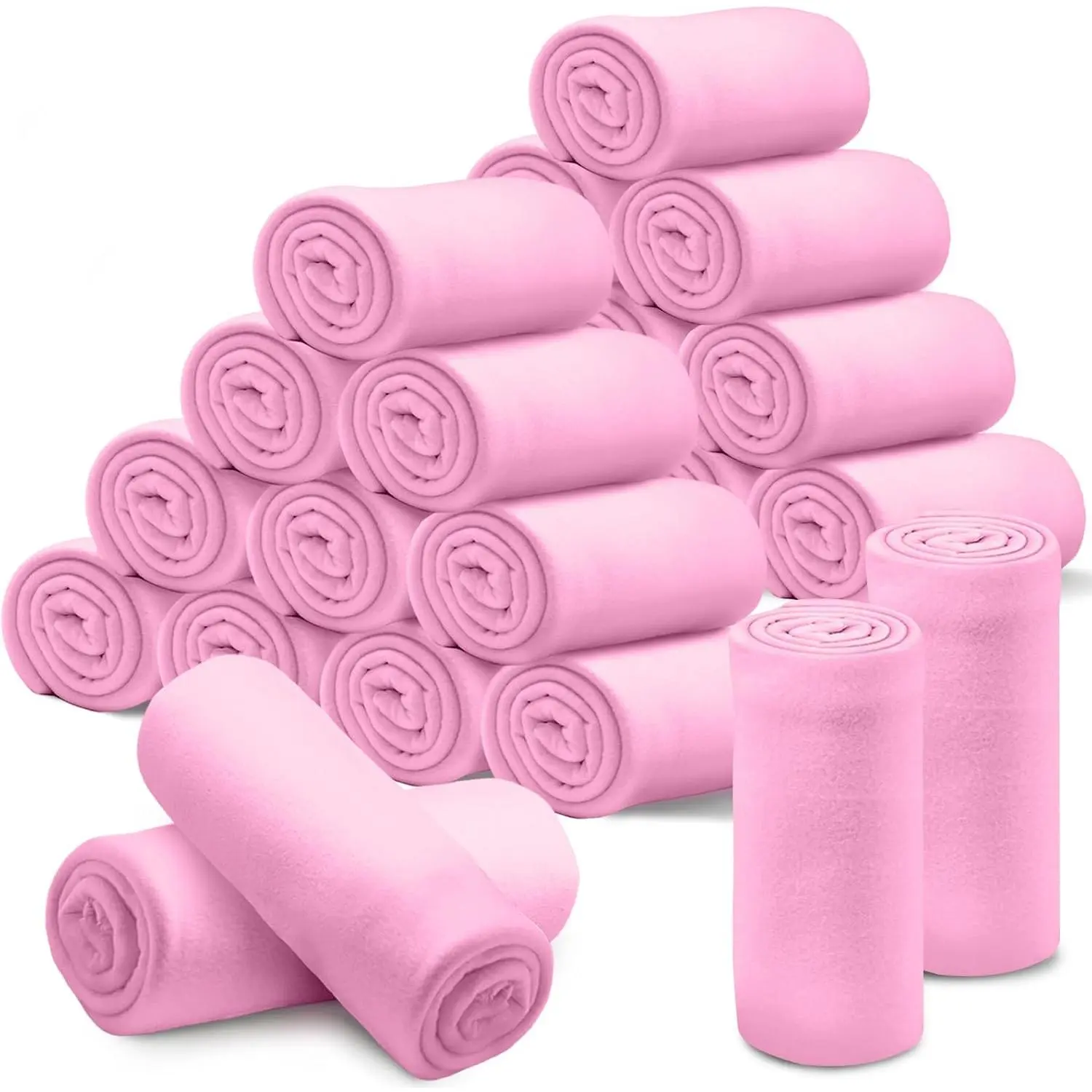 24 count Fleece Blankets Bulk 60 x 50 in, Soft Lightweight Throw Blankets in Bulk Large Cozy  Blankets for Wedding Bed Couch Use Gifts & Donation, Oeko-tex Standard 100 Certified ()