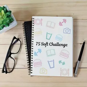 75-Day Gentle Challenge Journal, Self-Discipline Weight Loss Fitness Diet Plan, A5 Coil Notebook, Daily Food Exercise Tracker, Women's Body Management Tool, Meal Planner Notebook