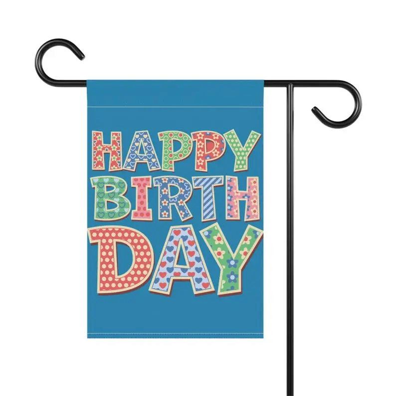 Happy Birthday Colorful Letter Garden Banner | House Flag, Outdoor Birthday Decor