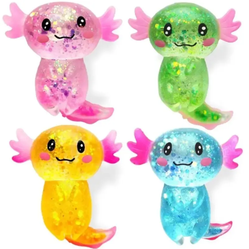 1/2/3/4 PCS Axolotl Squishy Stress Relief Toy Glitter Fidget Toys Cute Malt Sugar Axolotl Toy Fidget Toys Adults Fidget Toy for Kids Youth Adult, Party Favors Anxiety Relief Squeeze Toys Soft Squeeze Squishies