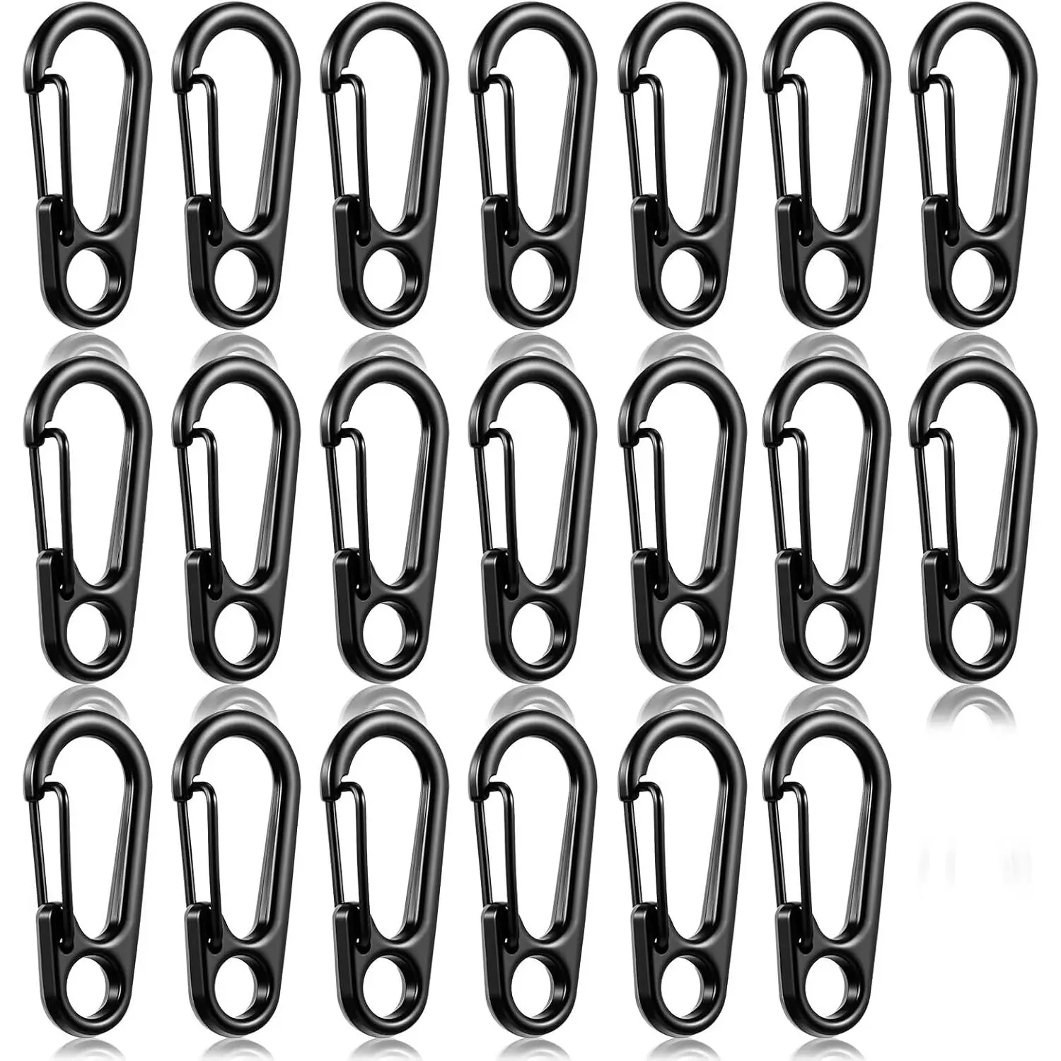 20 Pcs Mini Carabiner Clip, 1.2 Inch Tiny Spring Snap Hook Keychains, Black Mini Carabiner for Outdoor Hiking Fishing Camping Backpack Accessories