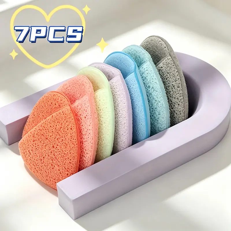 7 Deep Cleansing Exfoliating Facial Sponges |   Random Colors and Shapes, Reusable, Hydrophilic PU Material, Removes Blackheads and Deep Dirt, Suitable for Normal Skin Types, Ideal for Beauty and Skin Care