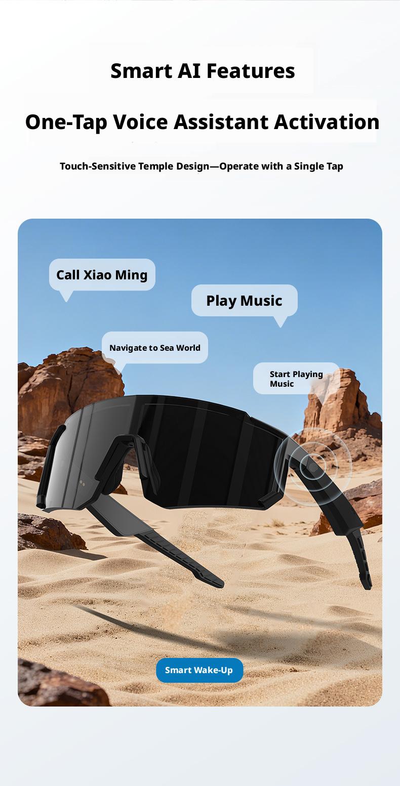 AI color-changing glasses, smart Bluetooth audio glasses, two-in-one headset, windproof goggles for cycling, outdoor sports cycling glasses