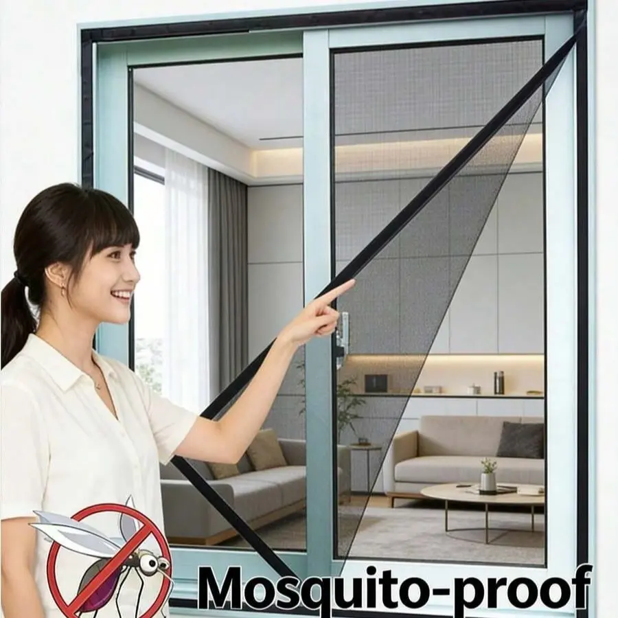 1pc Magnetic Screen Door, Magnetic Closure Screen Door, Insect-Proof & Breathable, RV Accessories, Thickened Mesh, Pet-Friendly, Multiple Sizes Available, Self-Sealing Mosquito Proof, Suitable For Front Door, Sliding Door, Fly Screen Door