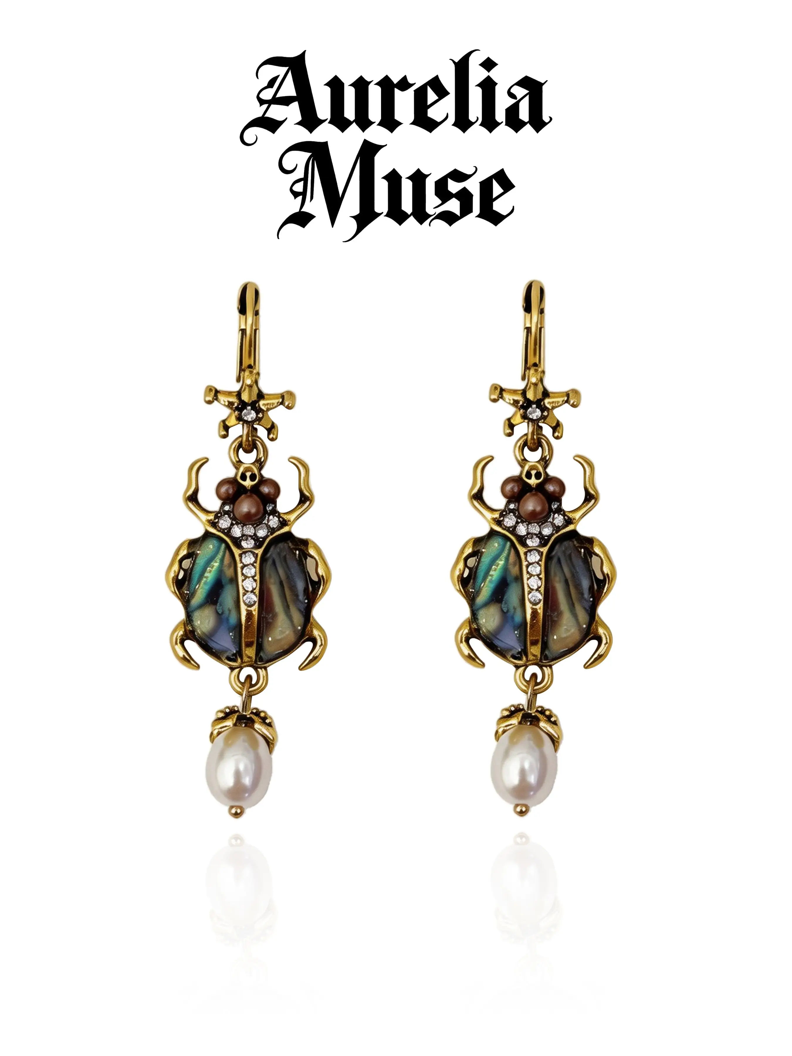 Vintage Halloween Beetle Earrings with Unique Scallop Pendant Gothic Punk Style Women's Accessories Perfect Party Gift