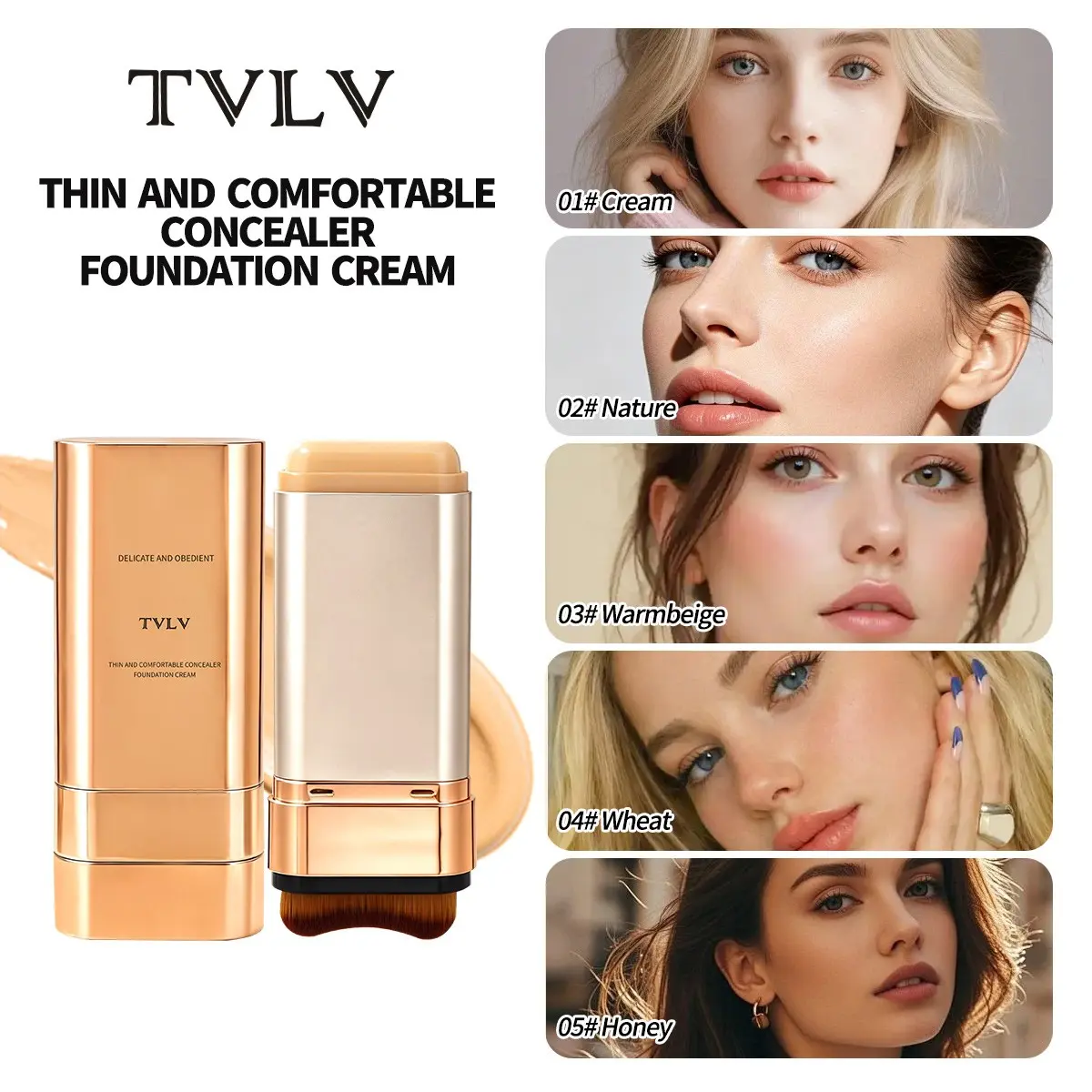 Double-Ended Foundation Stick, High Coverage Natural Finish, Long-Lasting Oil-Control, Waterproof Sweatproof, Suitable for Mature Skin
