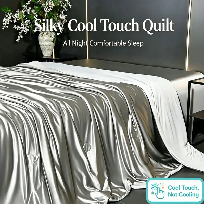 Silky Cool Touch Summer Comforter, Breathable & Cozy Thin Quilt, All Sizes, Ideal for Bedrooms, Perfect Summer Gift