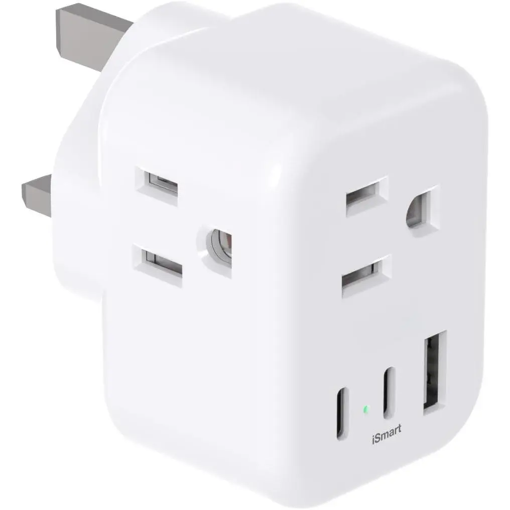 to UK Travel Plug Adapter with3 Outlets 3 USB Ports(2 USB C) | Type G Ireland England Power Adapter, UK Adapters for Travel for  to Dubai London Scotland  Kenya Irish Hongkong