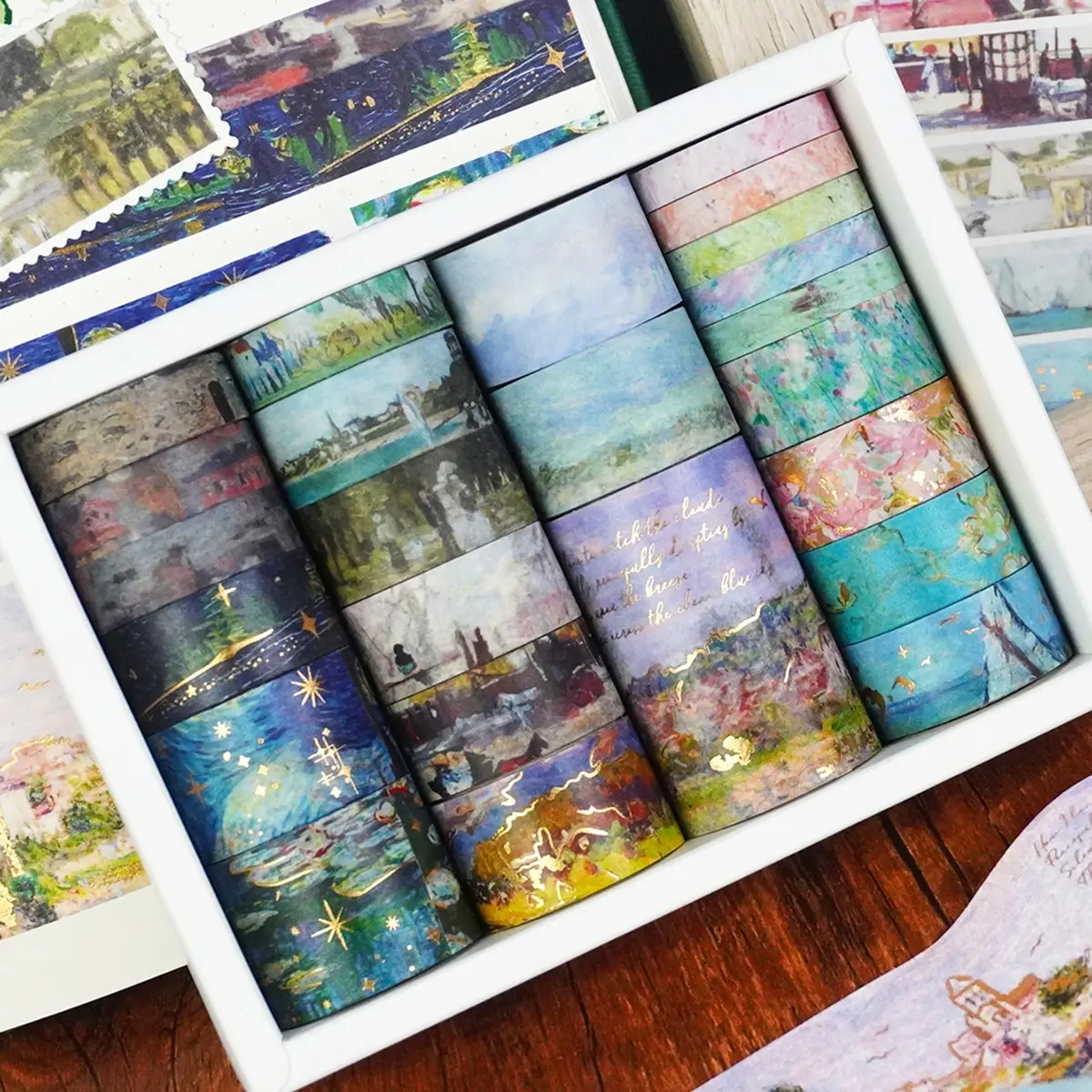 Creative Oil Painting Theme Washi Tape Set, Design Decorative DIY Craft Supplies, Perfect Gift for Holidays, Scrapbooking Supplies