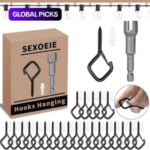 35pcs Safety Screw Eye Hooks for Hanging Heavy Objects, Durable Metal Ceiling Hooks, Wall Mount Hooks for Plants, Wind Chimes, Bird Feeder & Outdoor String Lights, 2.36 Inch, Wall Mounted Hook #GLOBAL PICKS