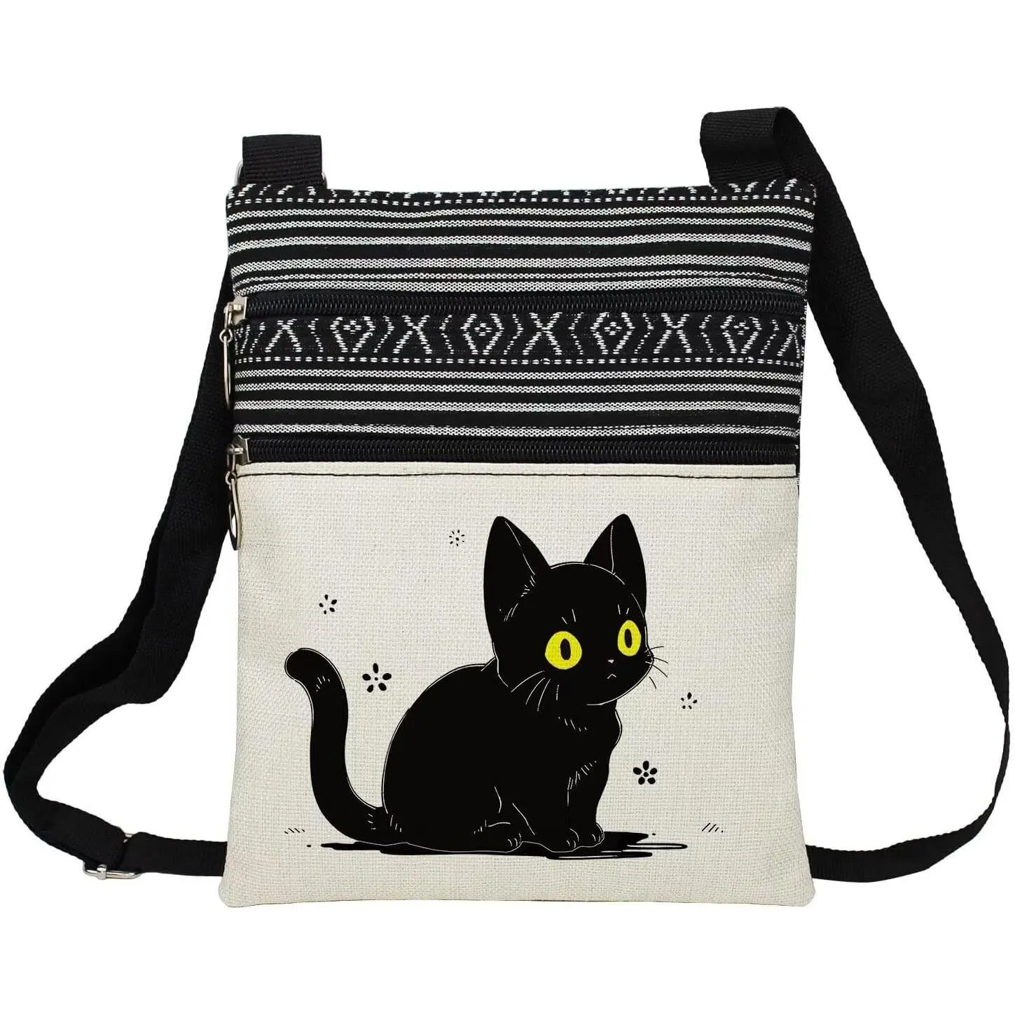 Black  Crossbody Bag Cute Black Kitten Present for  Lovers Women
