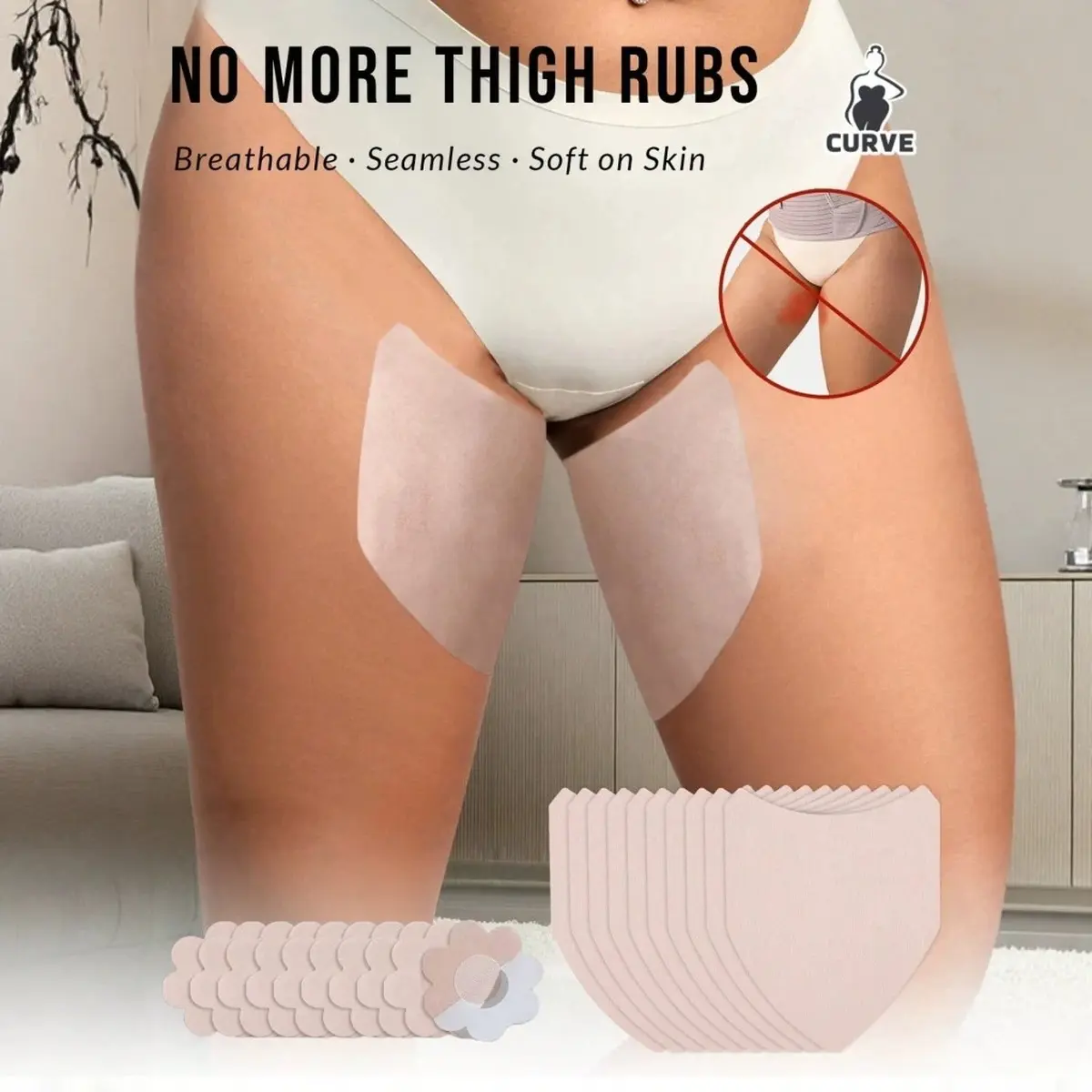 Unisex Disposable Invisible Anti-Chafing Thigh Patches - Breathable, Sweat-Resistant Sports Tape for Thigh Leg Protection (Sports & Outdoor Accessories)