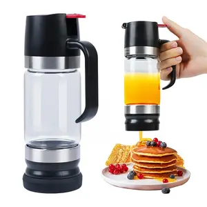 Honey Dispenser 12Oz No Drip with Base 2026 Upgrade, Glass Honey Jar pot with Handle, Kitchen Syrup Dispenser for Coffee or Tea, Mess Free Honey Dispenser for Honey and Syrup, Honey Container