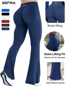 BBFIRA Women's Seamless Straight-Leg Yoga Pants, Slightly Flared Cut Lengthens The Leg Line, Naked-Skin Fabric With Natural Drape Texture Sports Pants, High-Elastic Tummy Control And Butt-Lifting Fitness Leggings, For Yoga, Workouts.