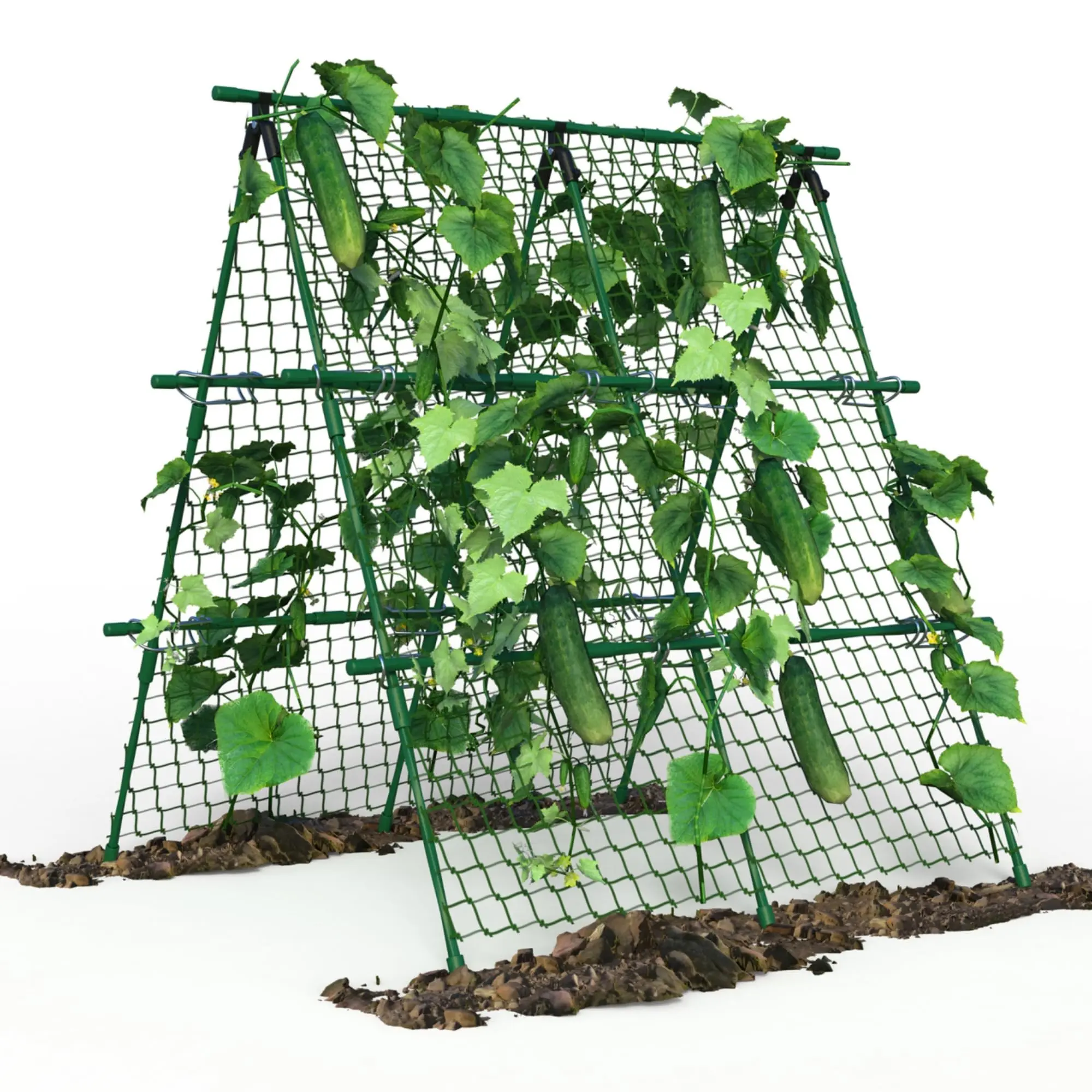 Green Finish Cross Buckle PE Metal Frame Decorative Vine Trellis Dual Size Stylish Plant Support for Patio Backyard Landscape