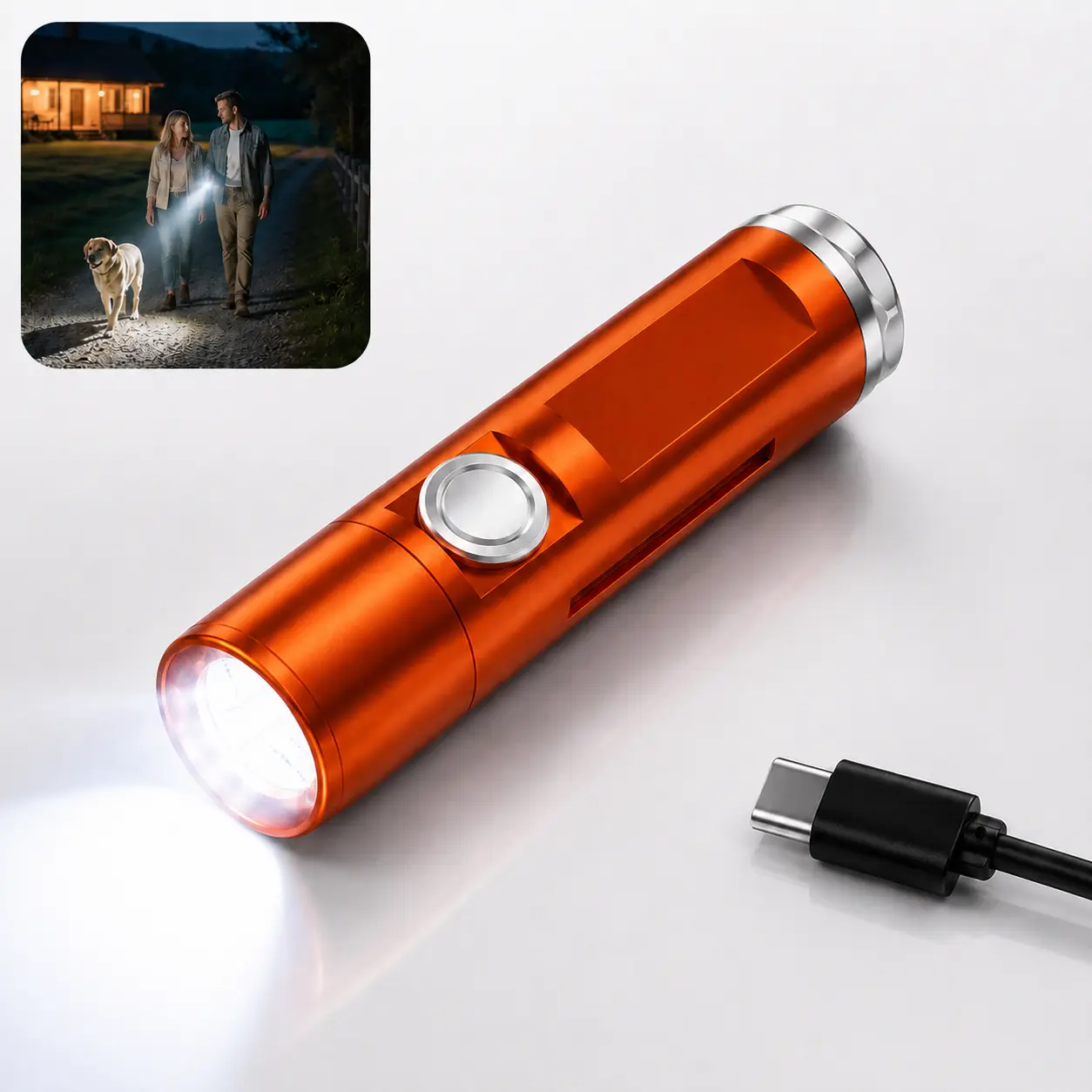 Light Up Anywhere!Mini Keychain Flashlight, Type-C Rechargeable 4 Modes
