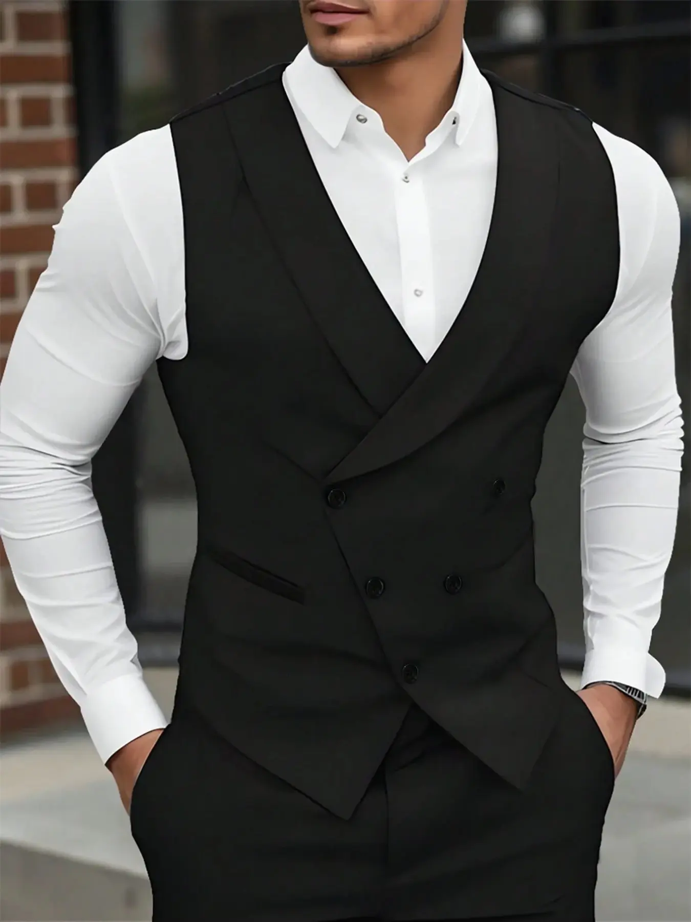 Men's Formal Fit Blazer Vest, Versatile Wedding Groomsmen Jacket, Business Casual Evening Wear, Stylish Office Attire