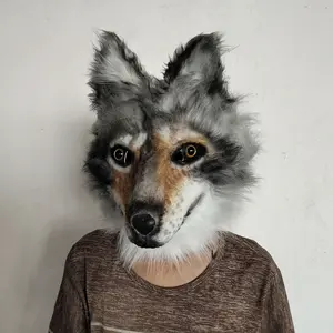 Highly Realistic Latex Wolf Head Animal Mask, Hair Wolf Head Set, Doll Head Costume, Halloween Party Mask, Therian Mask, Creep Wolf Mask, Perfect for Cosplay