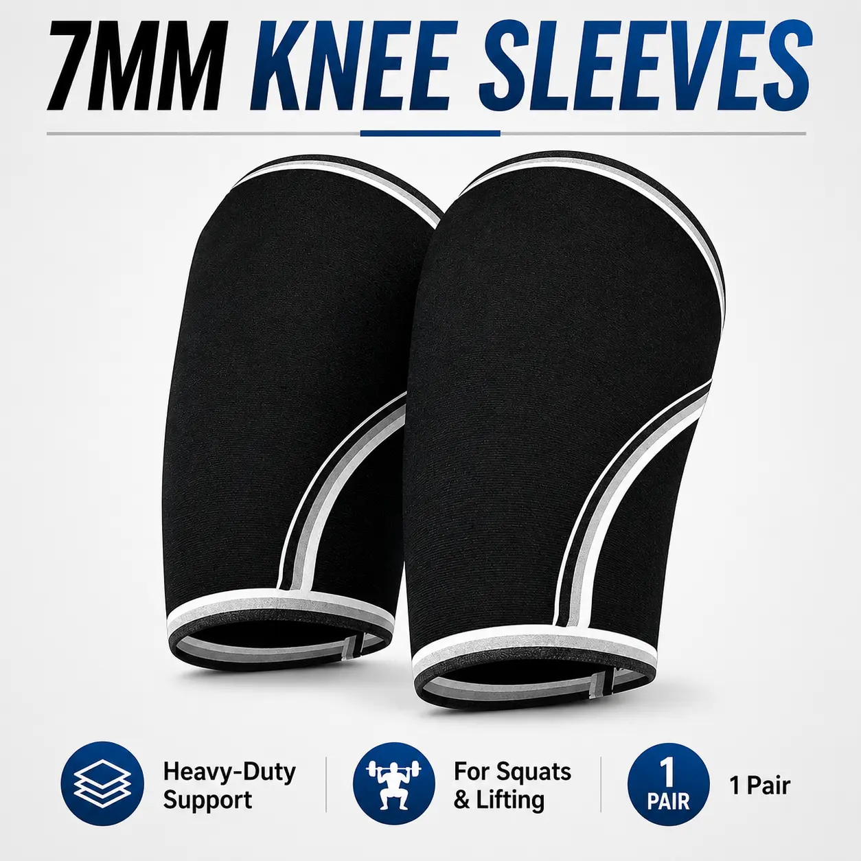 7MM Neoprene Knee Sleeves Pair – Heavy-Duty Compression Support for Weightlifters, Squats & Lifting, Volleyball Sports & Gym Training, 7Mm Knee Sleeves, Compression Leg Knee, For Squats & Lifting