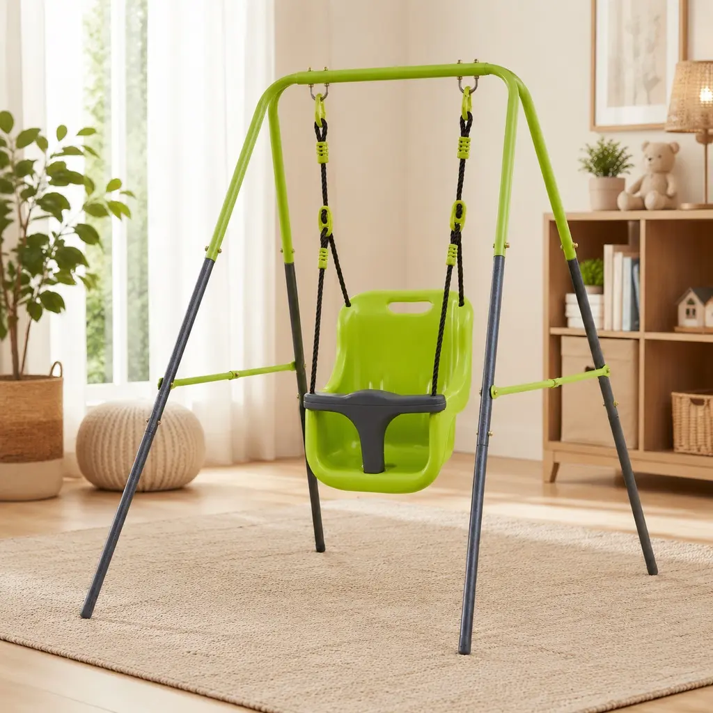 XNS001 Indoor-Outdoor Toddler Swing Set, Safety Seat, Stable Frame, Durable Construction, for Ages 6 Months to 2 Years, 25 kg Capacity