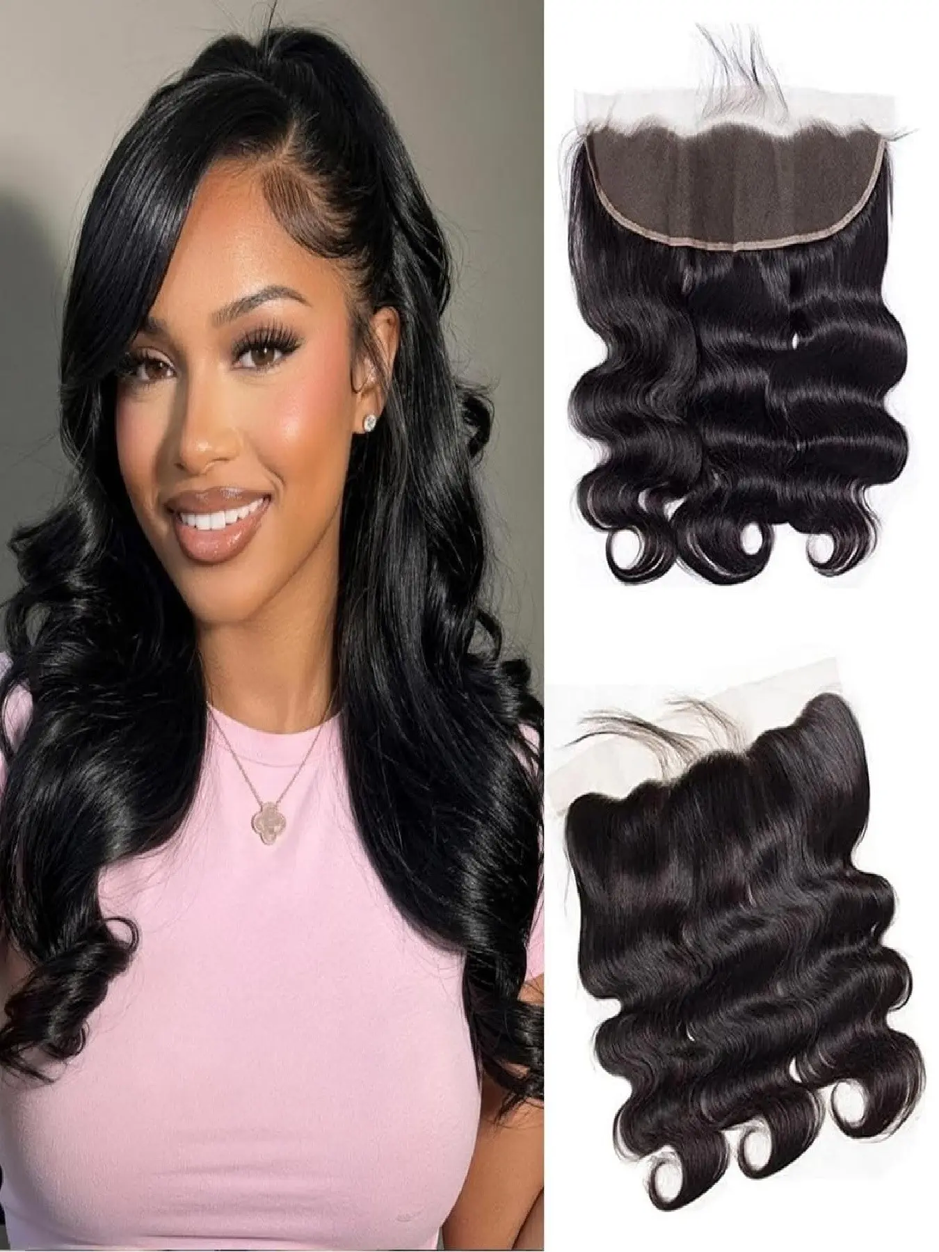 13x4 Lace Frontal Closure Body Wave Human Hair  Ear to Ear HD Lace Frontal Closure Free Part Brazilian Body Wave Hair Extensions 150% Density Human Hair Pre Plucked with Baby Hair