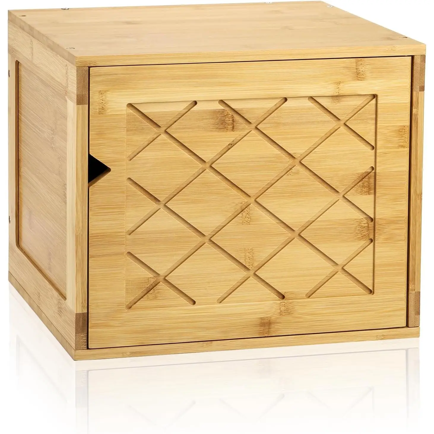 Cube Storage Organizer, Bamboo Cube Bookshelf, Stackable Connect Storage Cube Cubby Organizer with Door, Stackable Cubes Bin for Bedroom, Home and Office