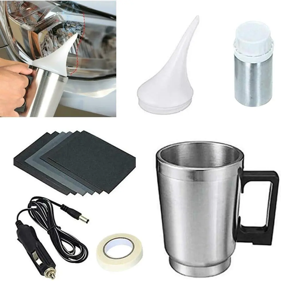 Automotive Headlight Lens Repair Kit Set - Atomizing Cup Heating Tool for Car Body Restoration, Removes Haze, Restores Clarity