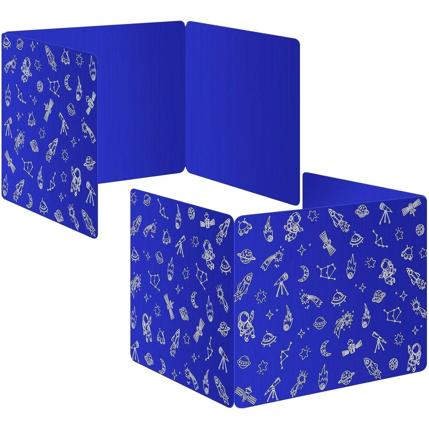 Blue 2-Pack Desk Dividers for Students Space Style Plastic Study Carrel Divider Durable Testing Dividers for Classroom Teacher Supplies Easy to Clean Privacy Shield Folder Boards for Student Desk