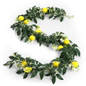 High Fidelity Lemon Vine Decoration, Fresh Natural Style, Total Length 170cm, Weight 95g, Bendable and Installable, Home Wall Decor
