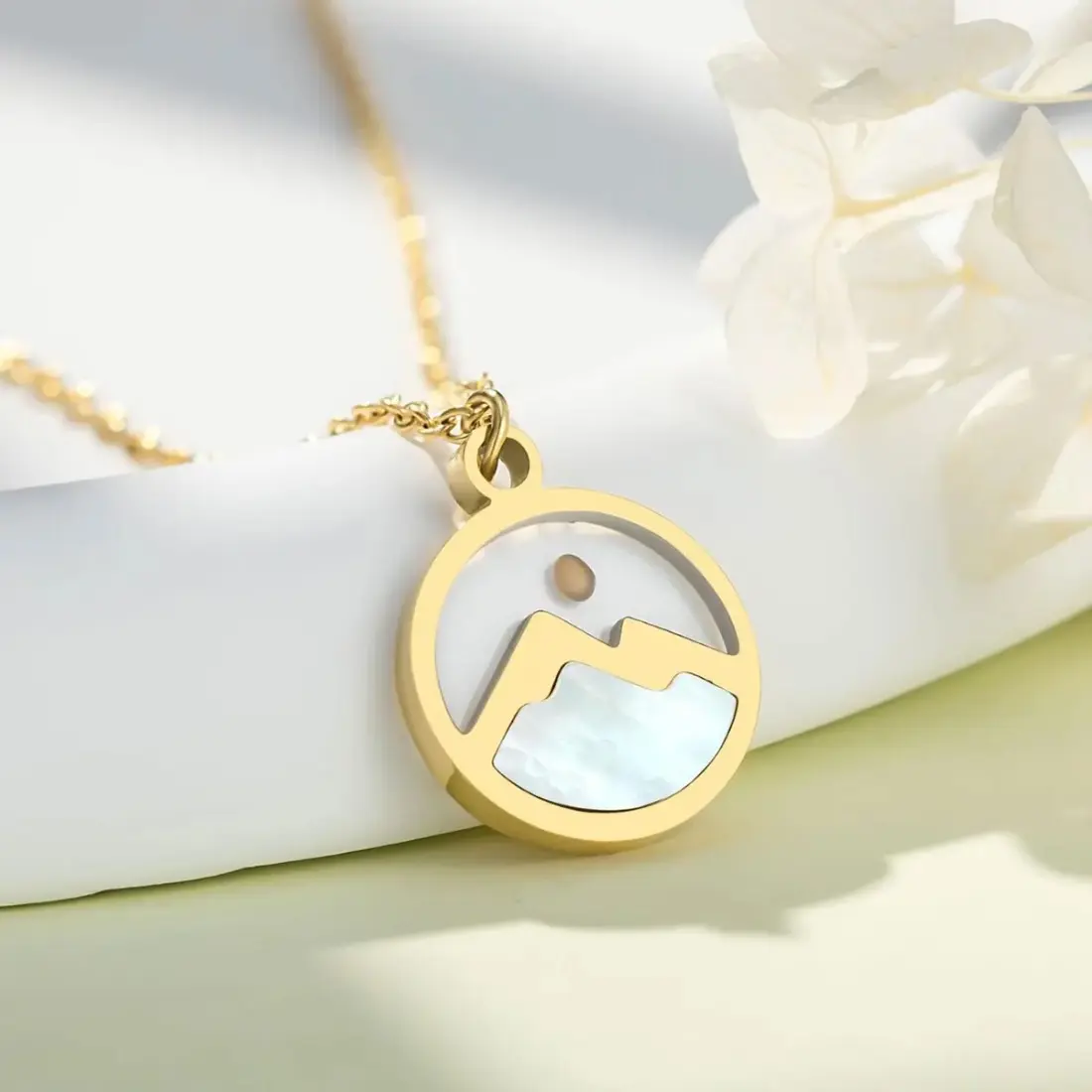 Women's Christian Inspirational Mustard Seed Necklace - Gold Mountain Motif Faith Pendant, Meaningful Costume Jewelry Gift for Mom, Everyday Wear