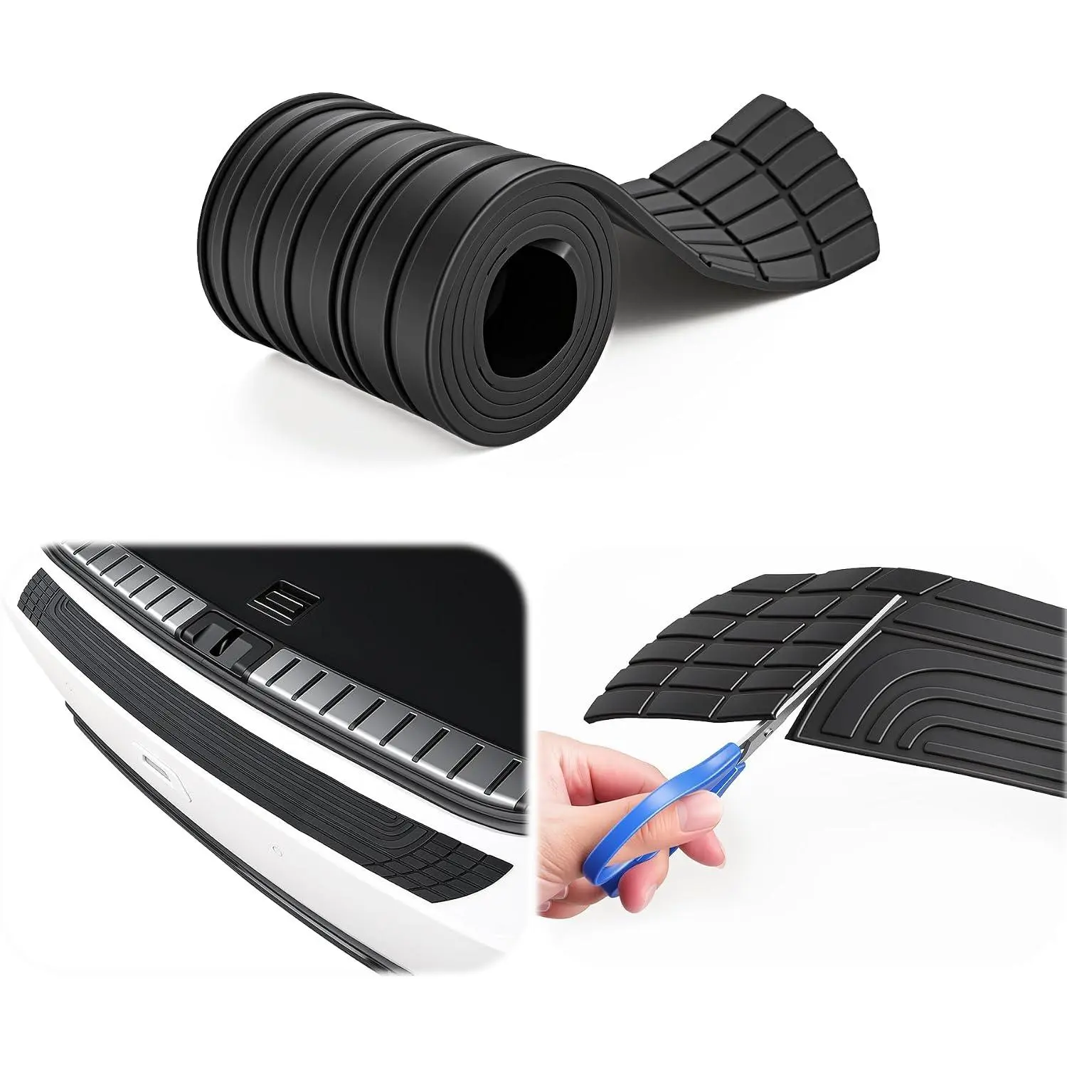 Rear Bumper Protector, 42inch x3.4inch /SUV  Rubber Anti-Scratch Trunk Exterior Accessories