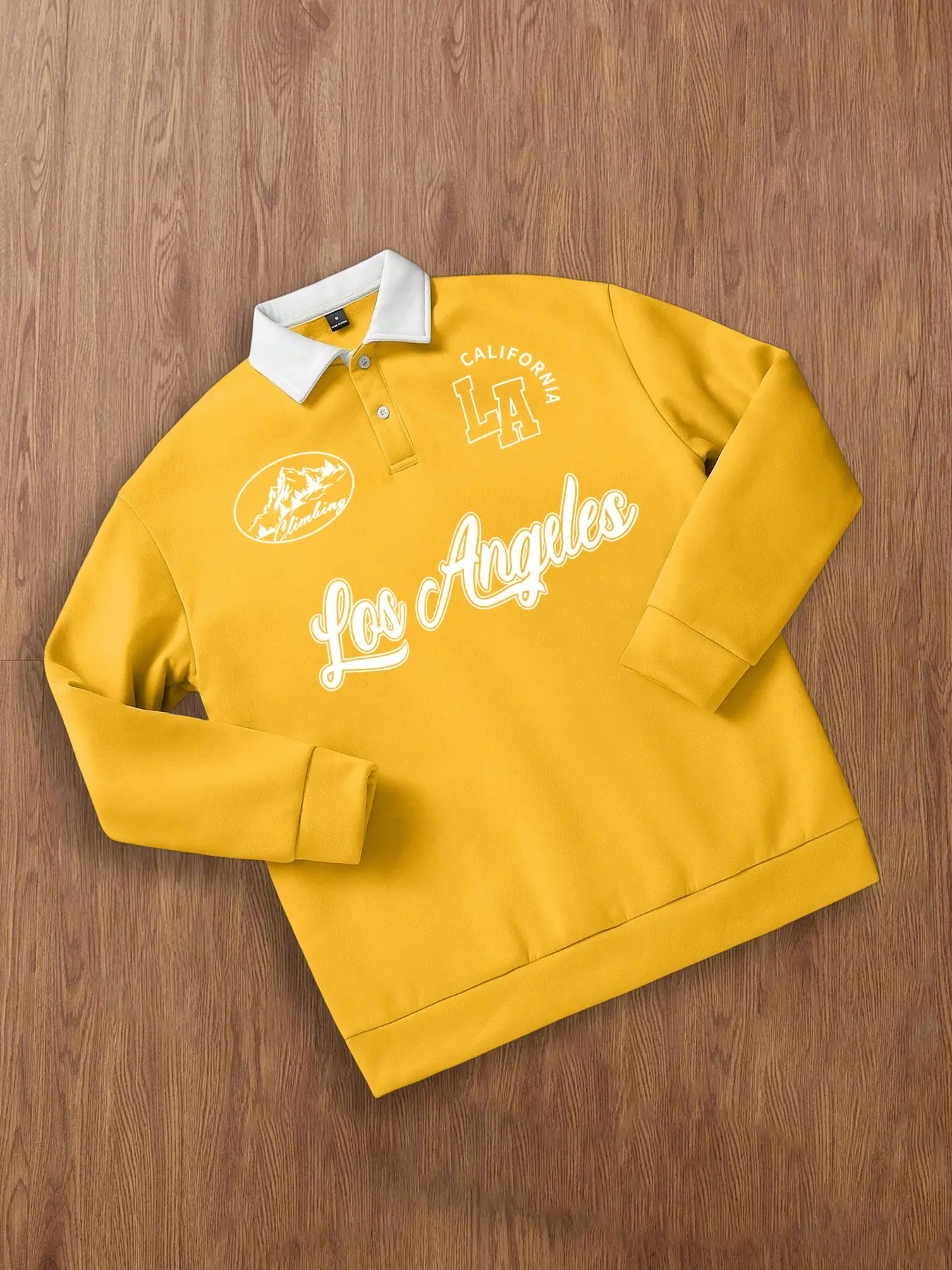 Vintage LA Print Polo Sweatshirt | Trendy underwear for men for fall layering #underwearformen #polo sweatshirt #losangelesstyle #mensstreetwear