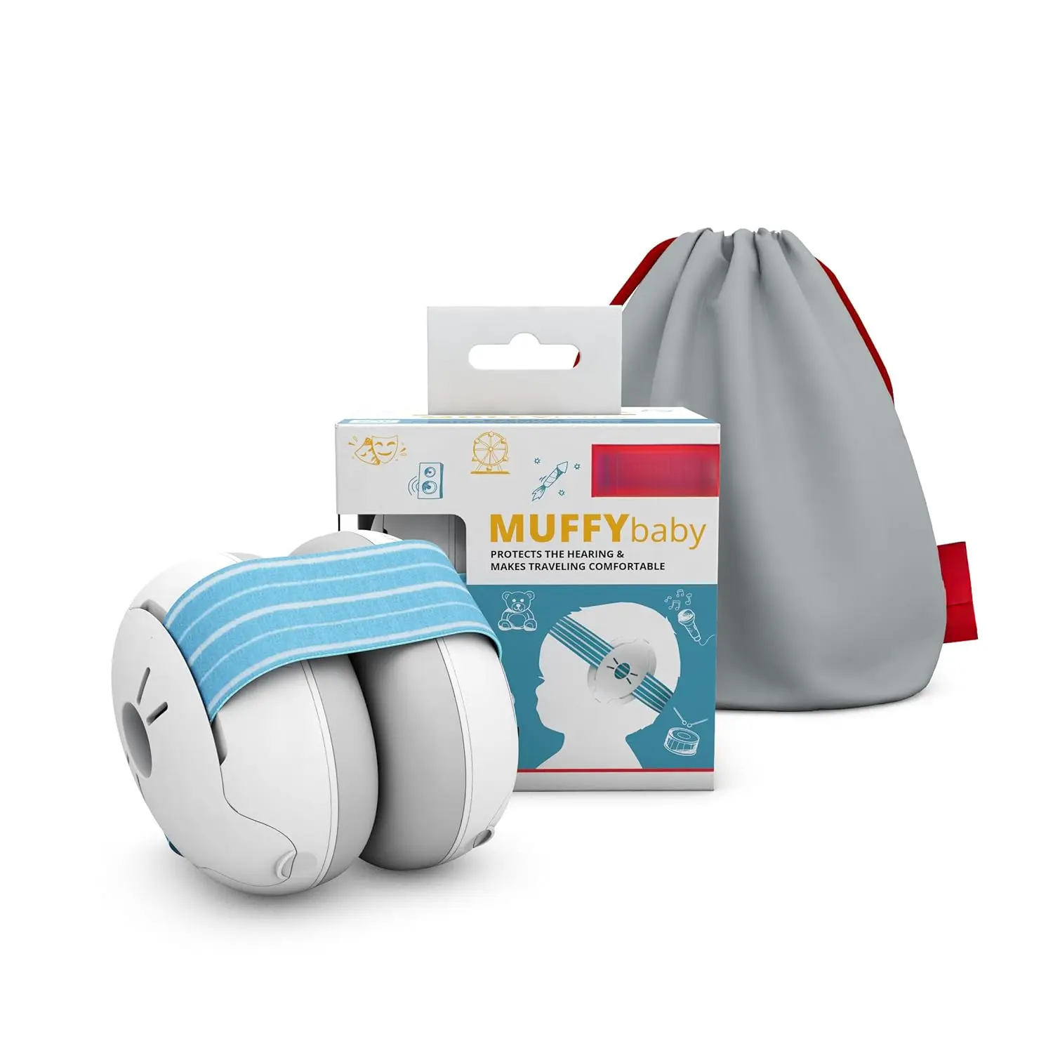 Baby Ear Protection  Babies and Toddlers up to 36 Months - CE & ANSI Certified - Noise Reduction Earmuffs - Comtable Baby Headphones Against Hearing Damage & Improves Sleep - Blue